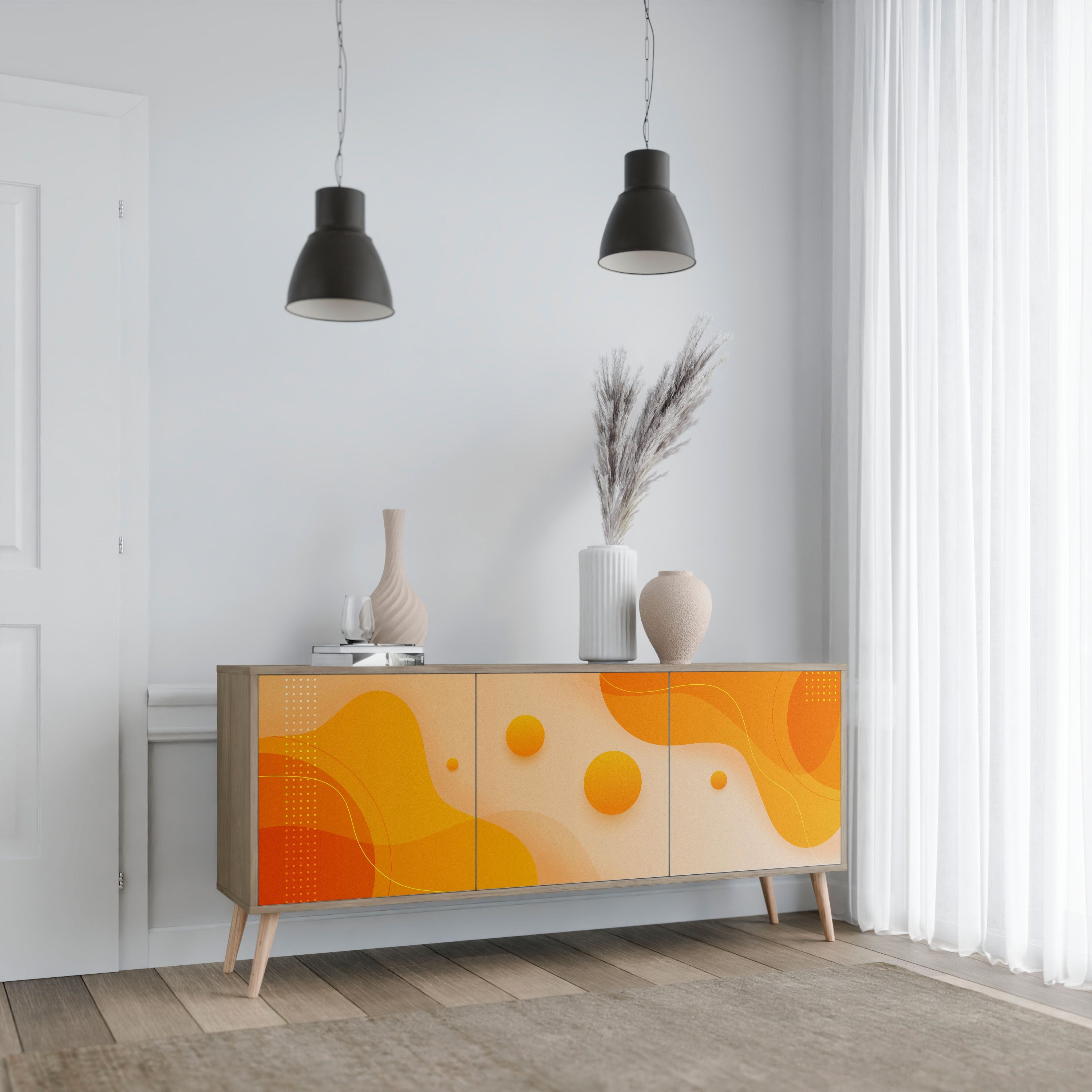 ORANGE ARRANGEMENT 3-türiges Sideboard in Eichenoptik