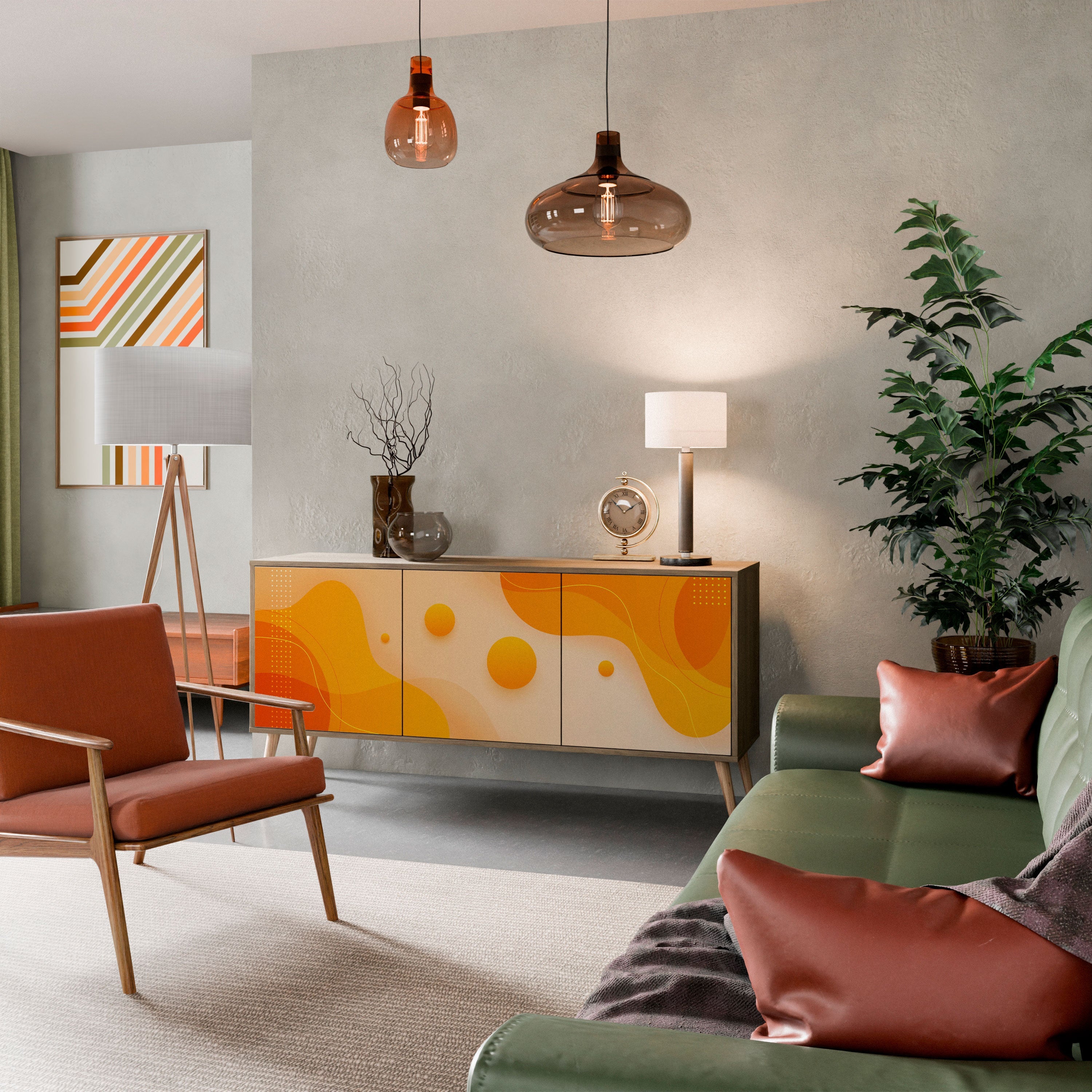 ORANGE ARRANGEMENT 3-türiges Sideboard in Eichenoptik