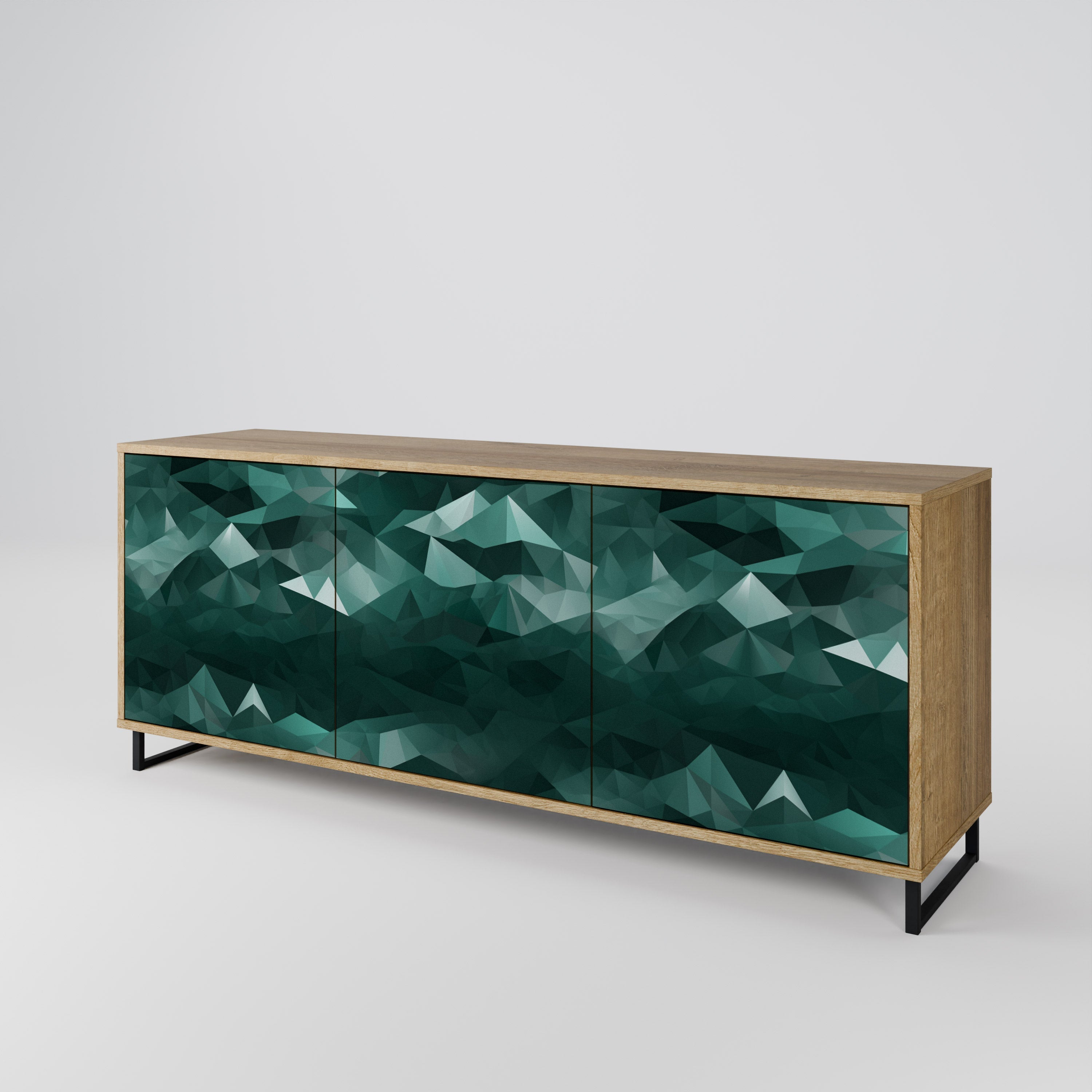 POLYGONAL FLOATING 3-türiges Sideboard in Eichenoptik