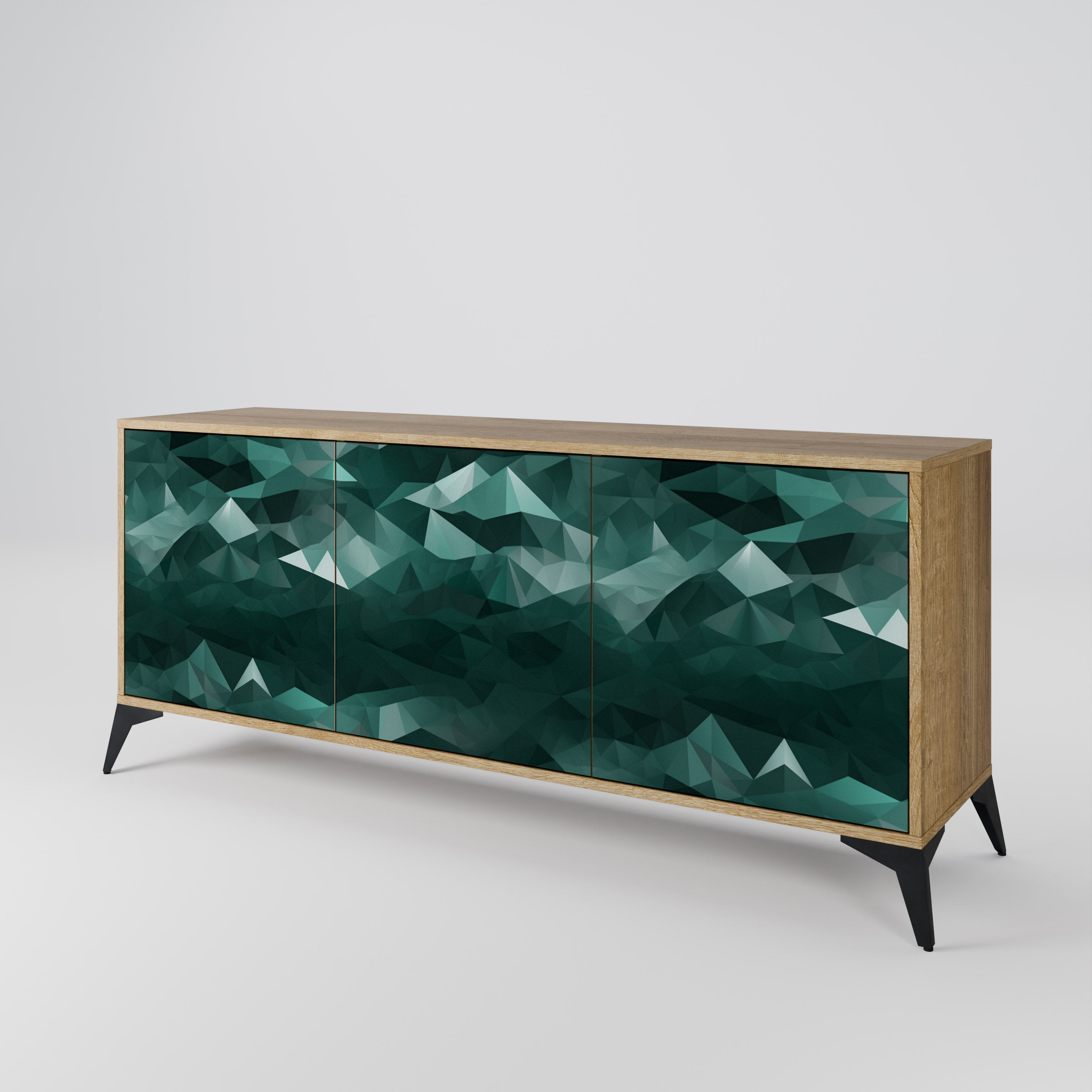 POLYGONAL FLOATING 3-türiges Sideboard in Eichenoptik
