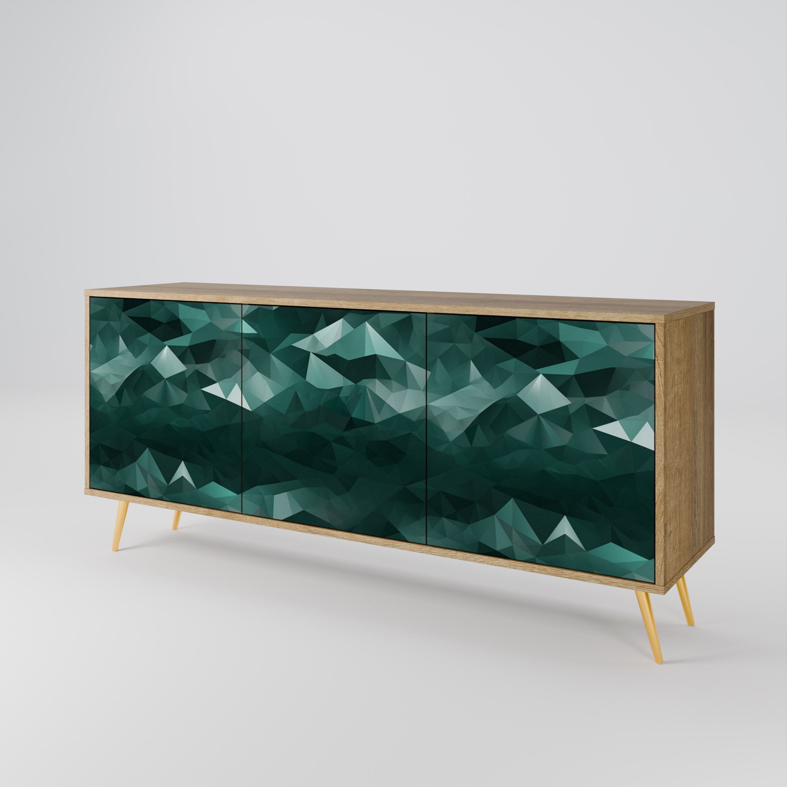 POLYGONAL FLOATING 3-türiges Sideboard in Eichenoptik