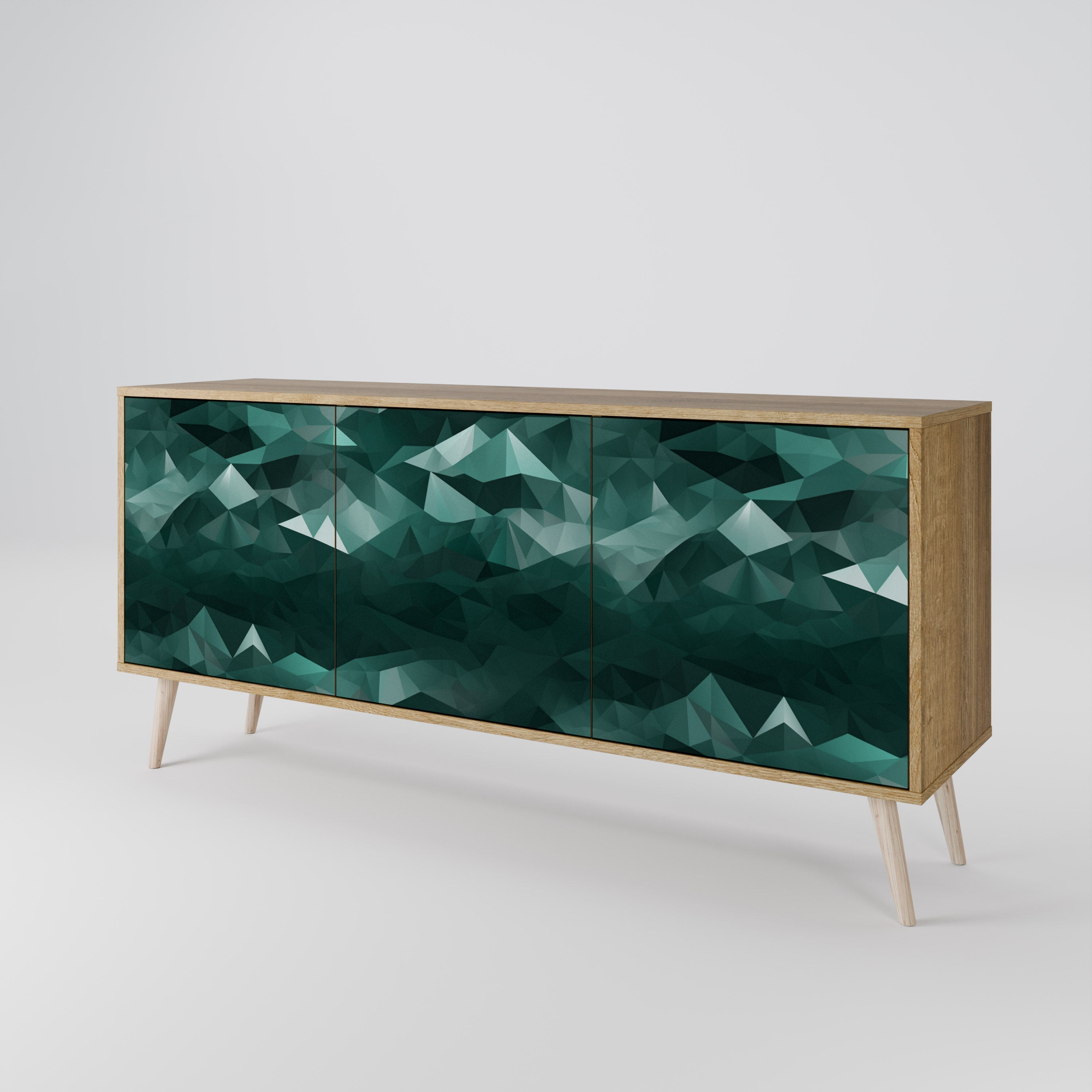 POLYGONAL FLOATING 3-türiges Sideboard in Eichenoptik
