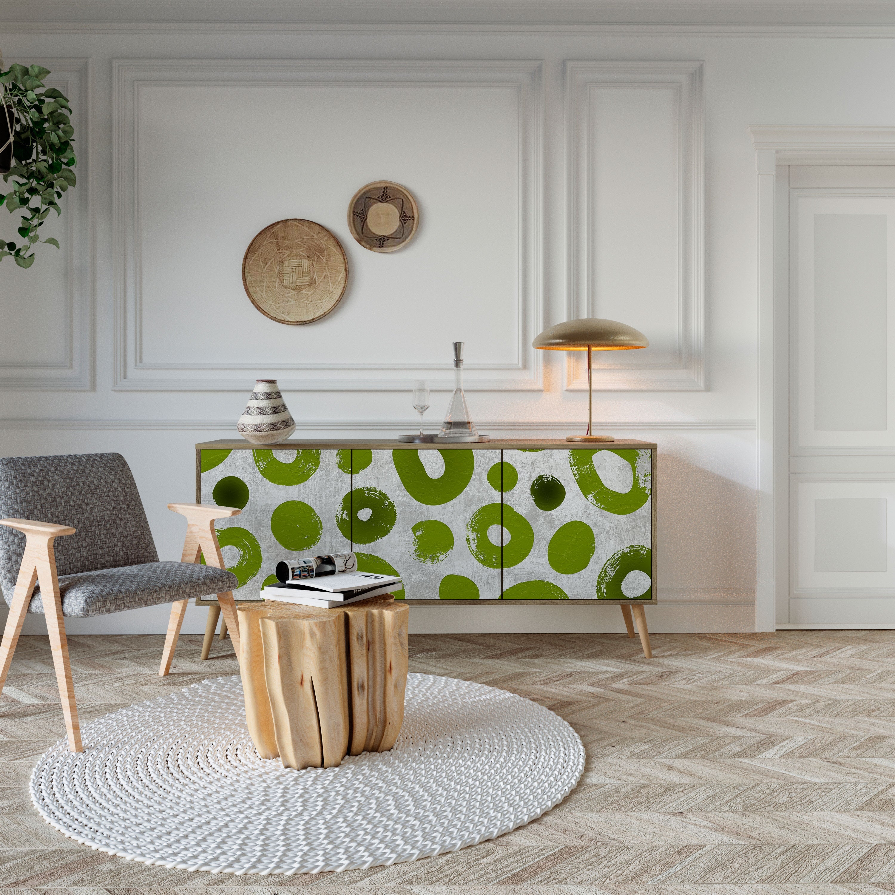 GREEN RHAPSODY 3-türiges Sideboard in Eichenoptik