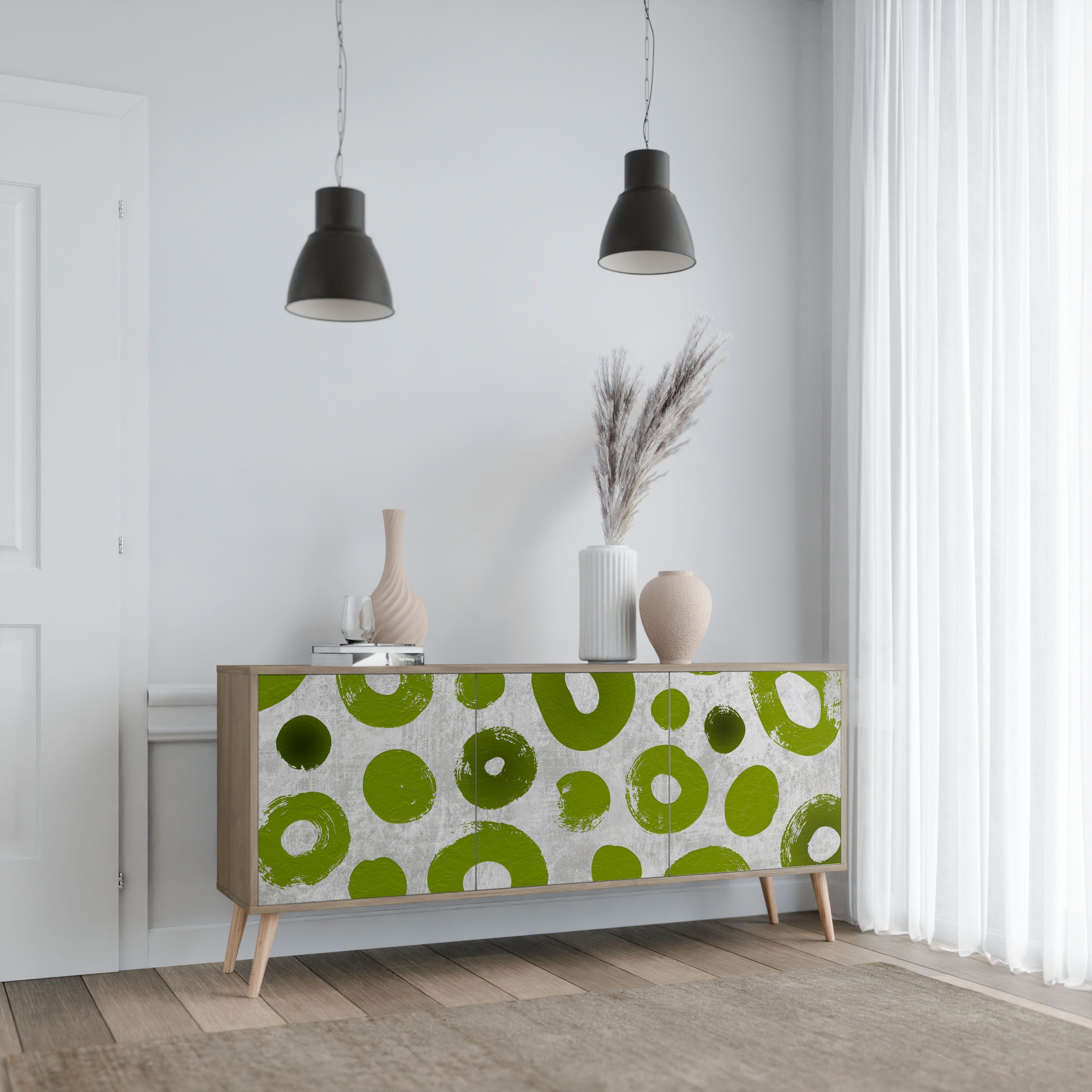 GREEN RHAPSODY 3-türiges Sideboard in Eichenoptik