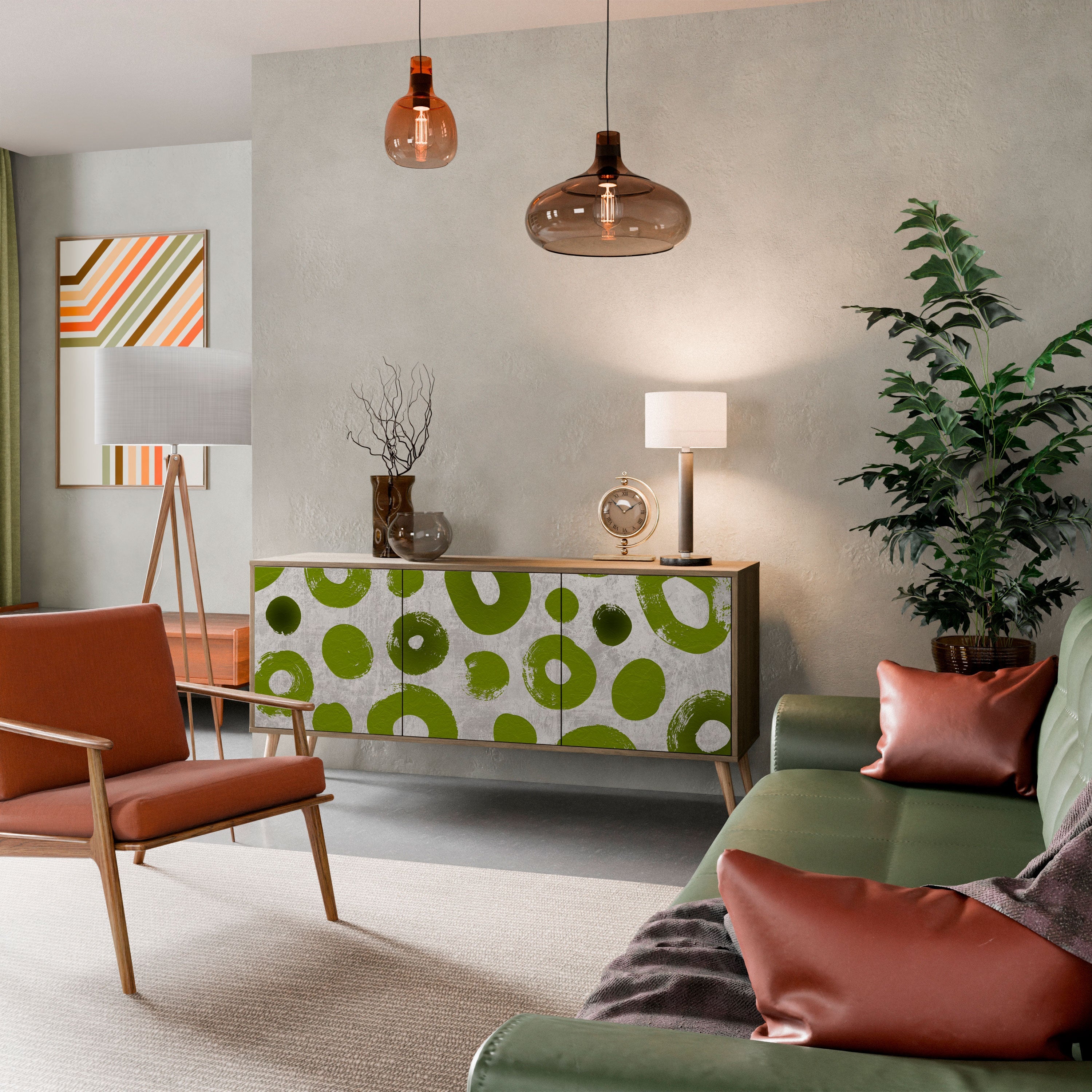 GREEN RHAPSODY 3-türiges Sideboard in Eichenoptik