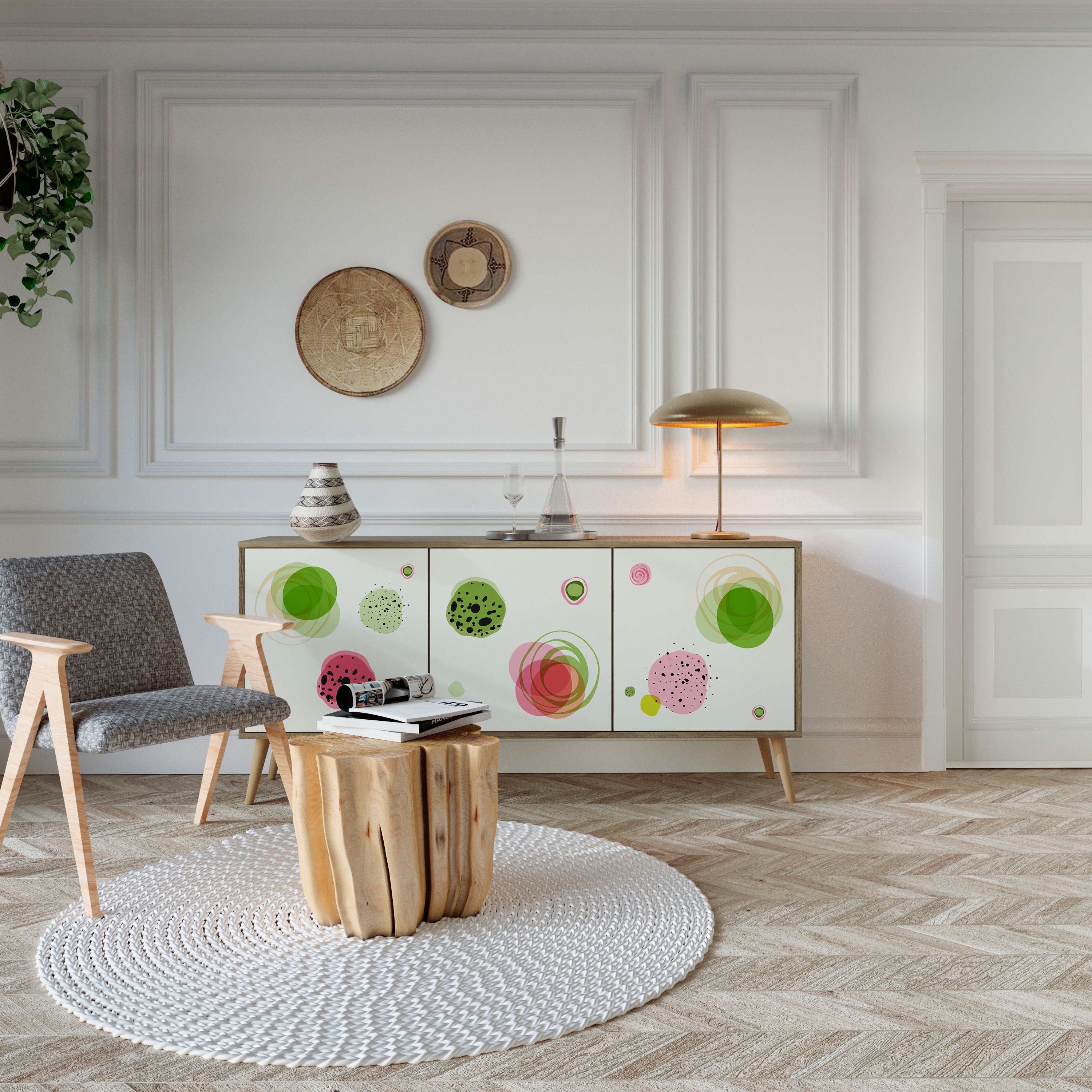 COLORFUL COSMOS 3-türiges Sideboard in Eichenoptik