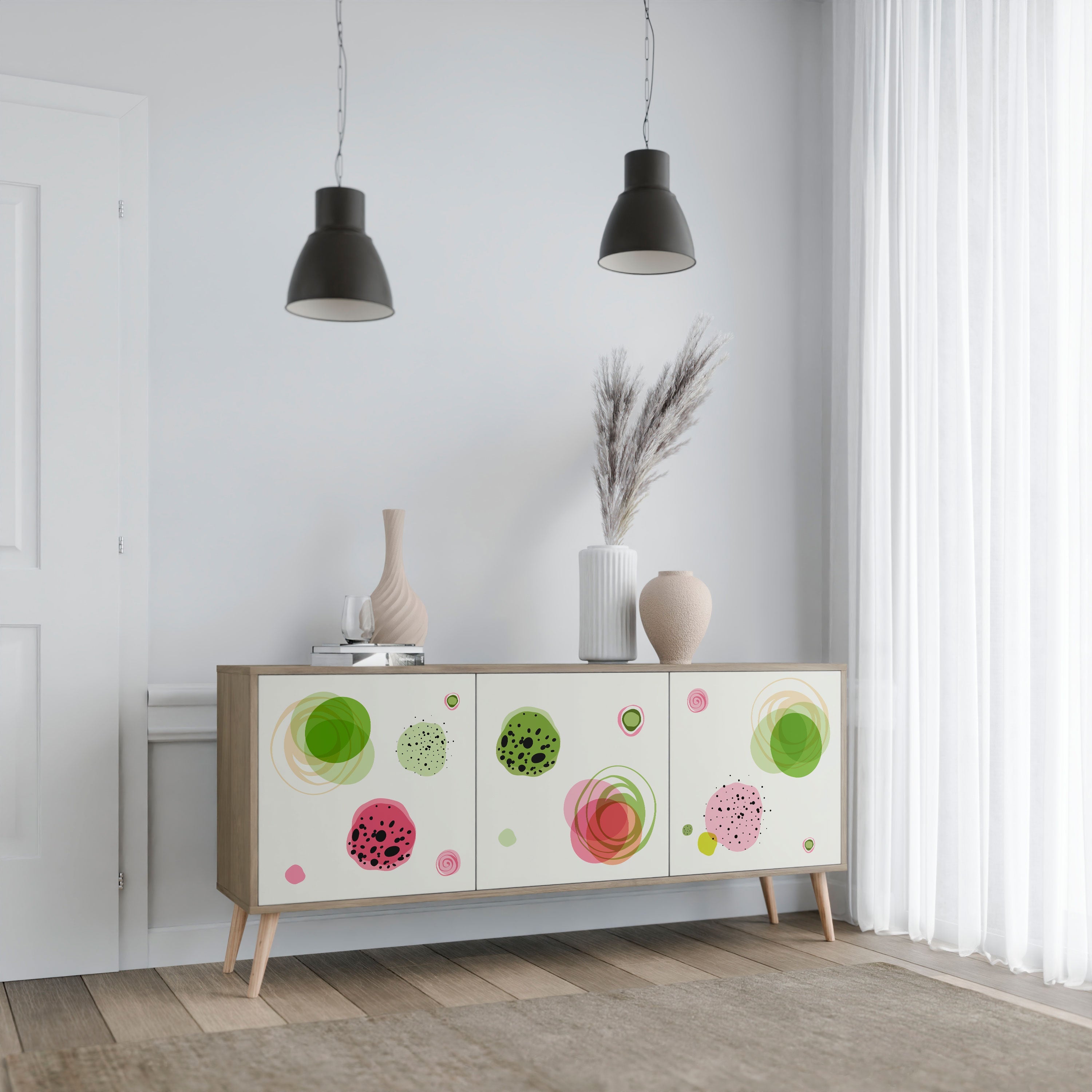 COLORFUL COSMOS 3-türiges Sideboard in Eichenoptik