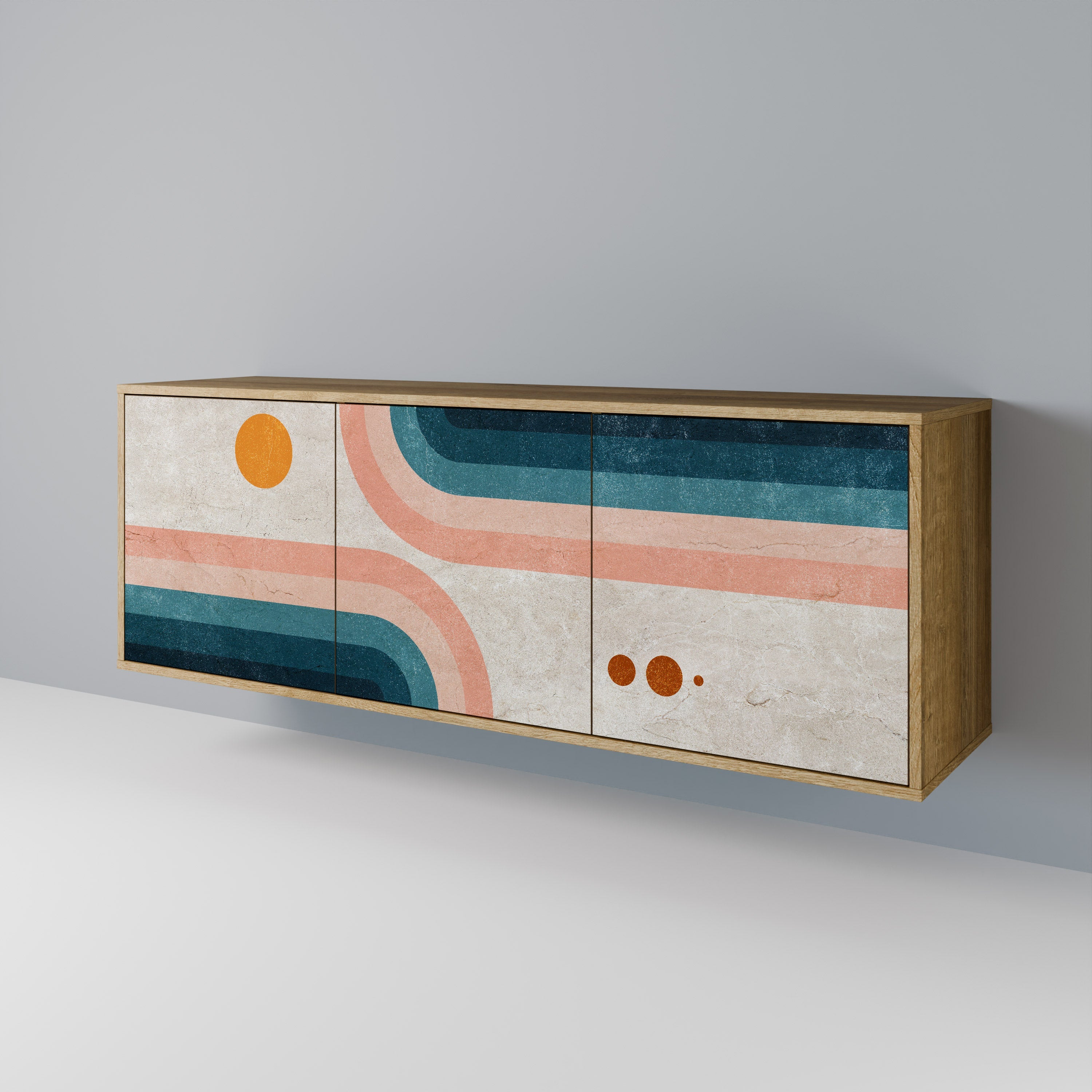 TWO HALVES 3-türiges Sideboard in Eichenoptik
