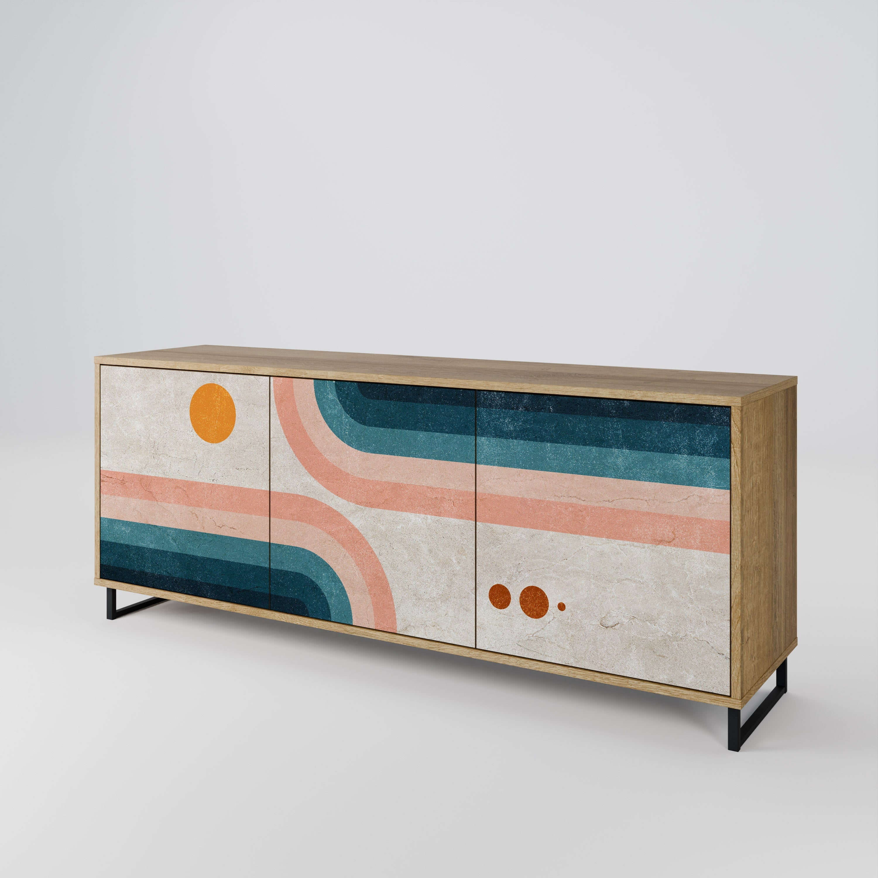 TWO HALVES 3-türiges Sideboard in Eichenoptik