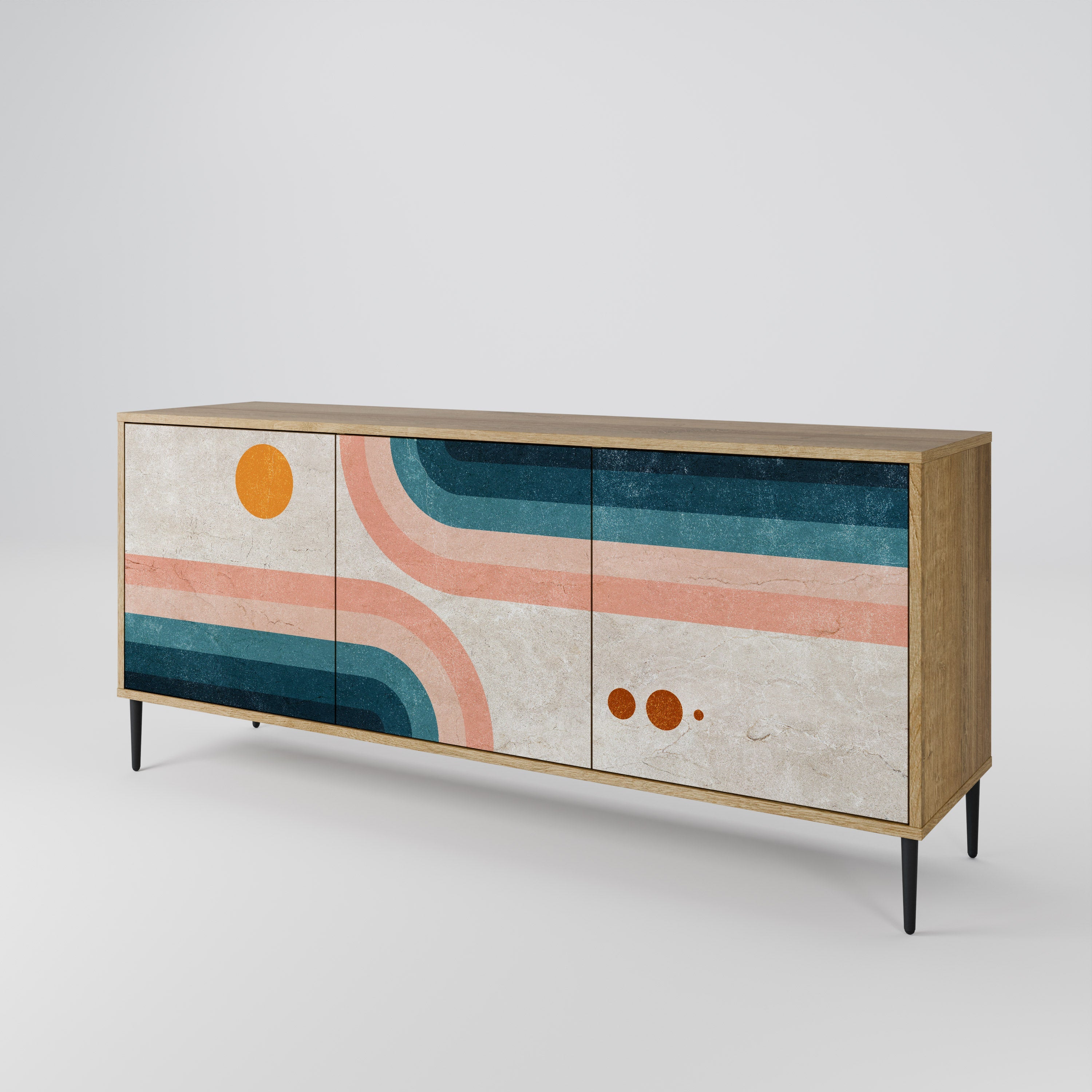 TWO HALVES 3-türiges Sideboard in Eichenoptik