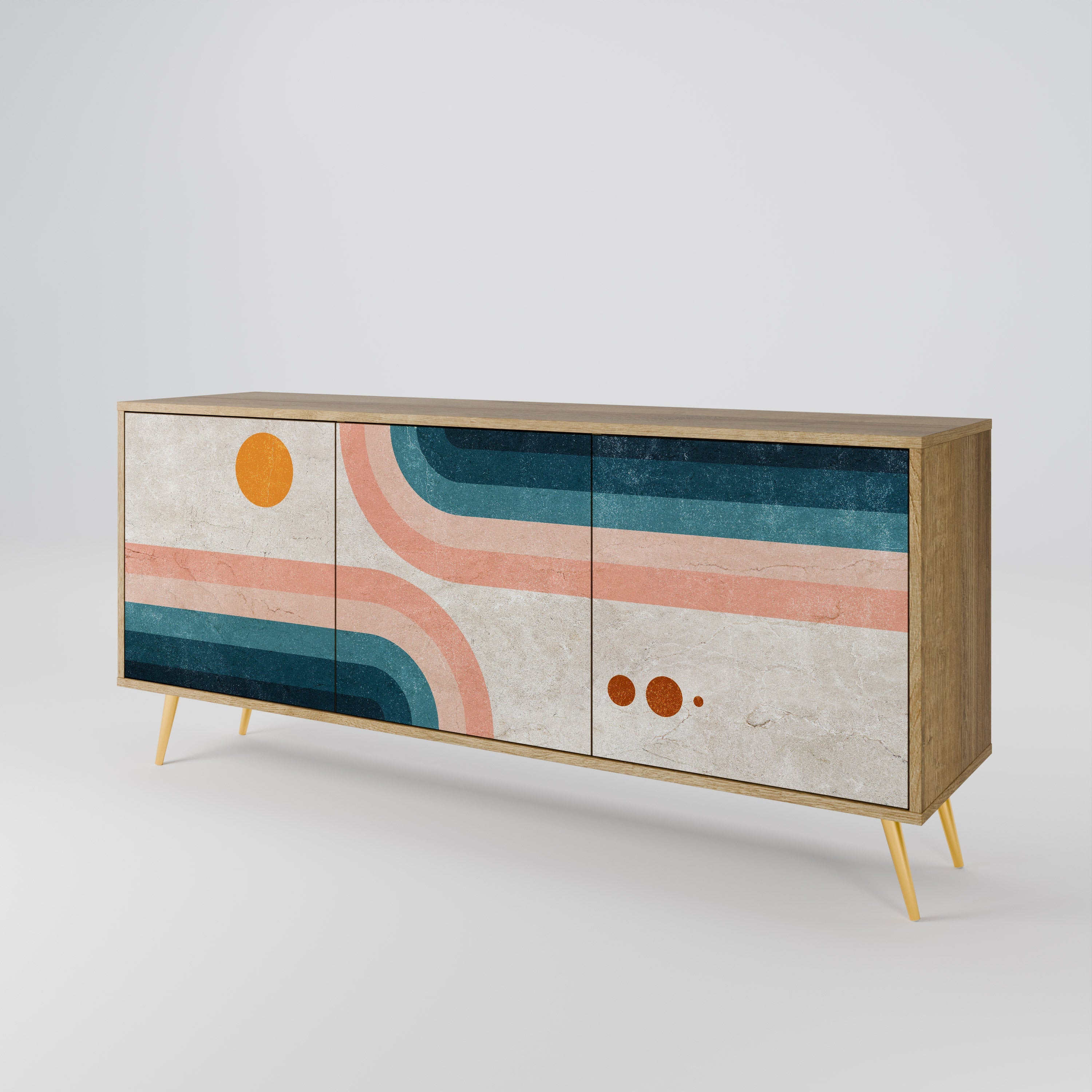 TWO HALVES 3-türiges Sideboard in Eichenoptik