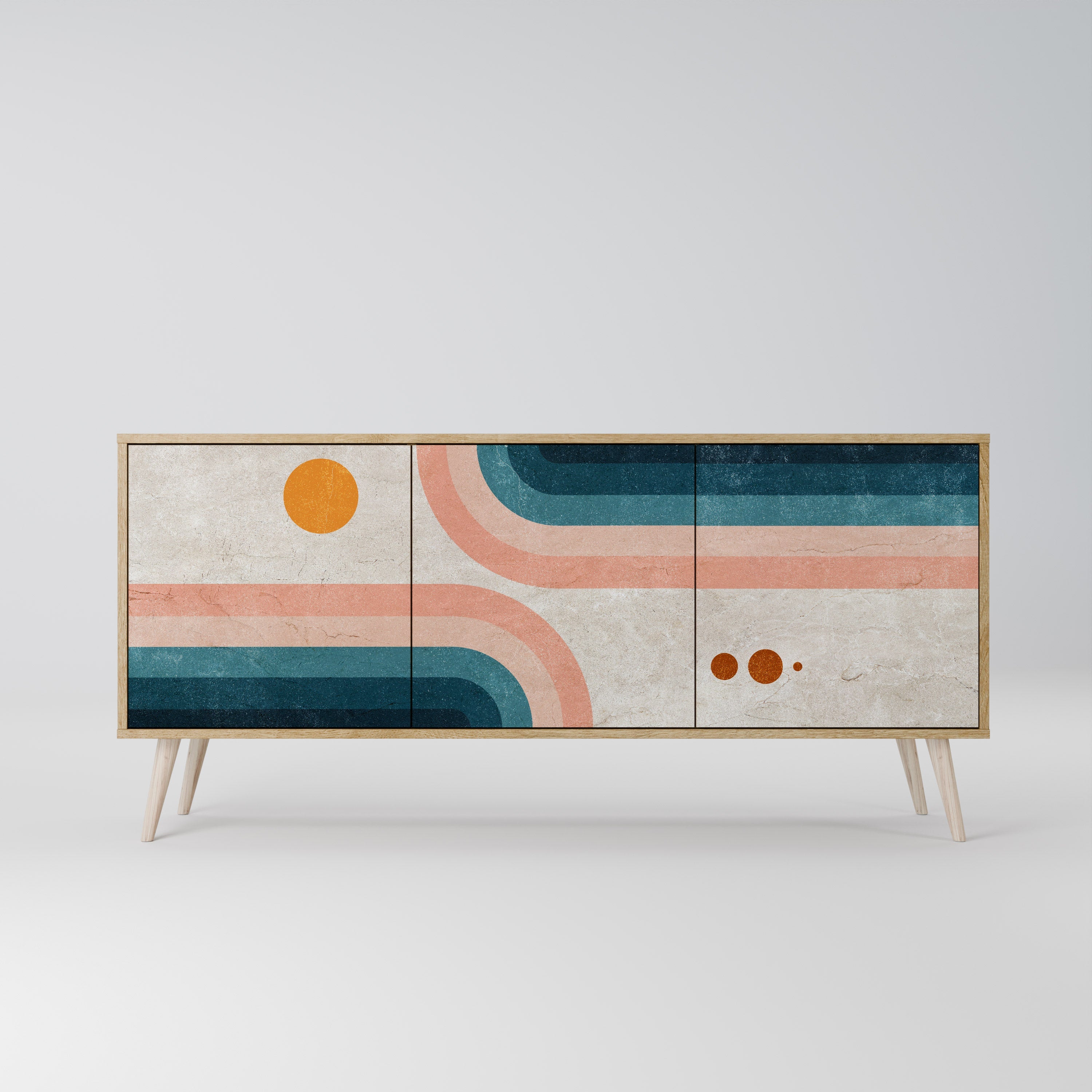 TWO HALVES 3-türiges Sideboard in Eichenoptik