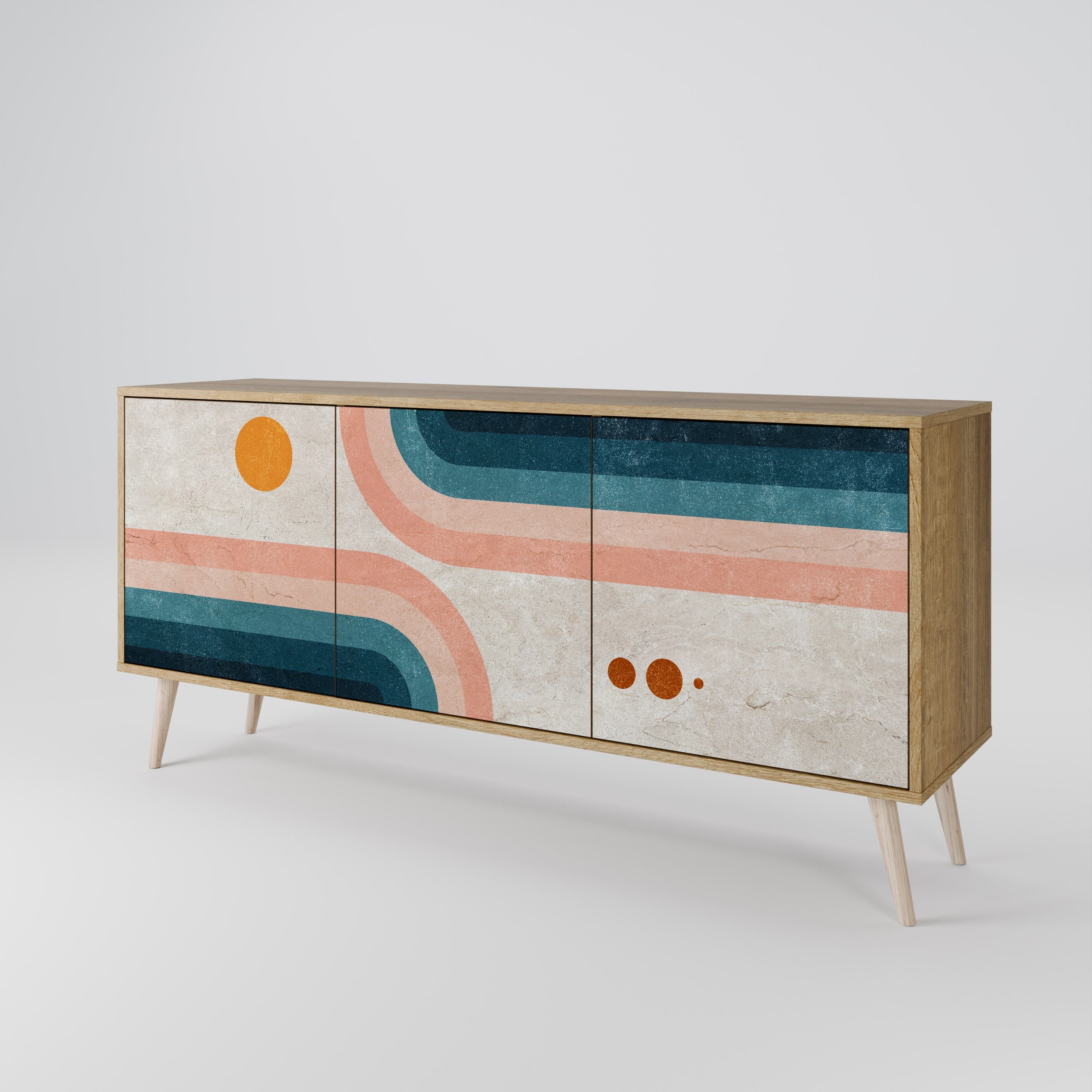 TWO HALVES 3-türiges Sideboard in Eichenoptik