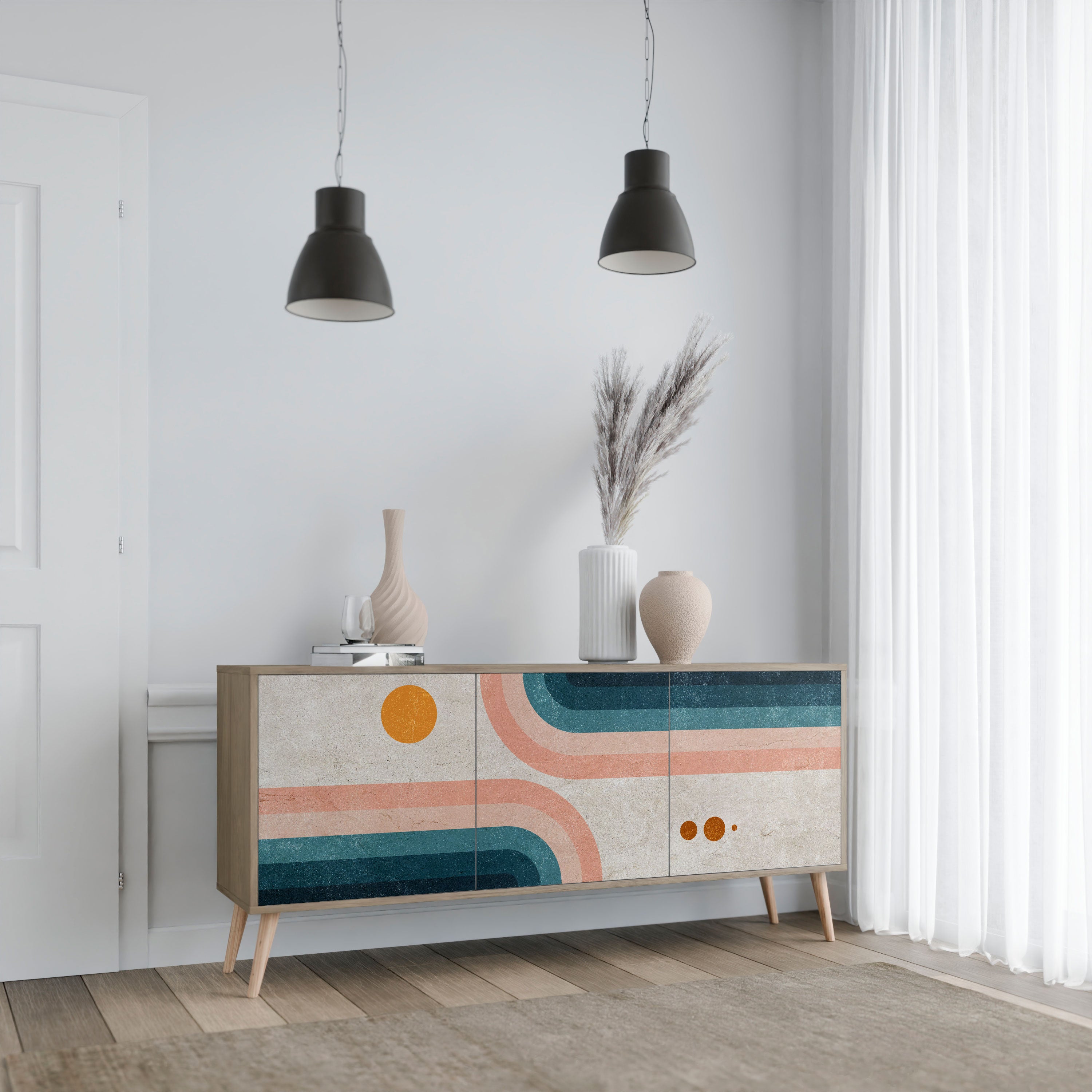 TWO HALVES 3-türiges Sideboard in Eichenoptik