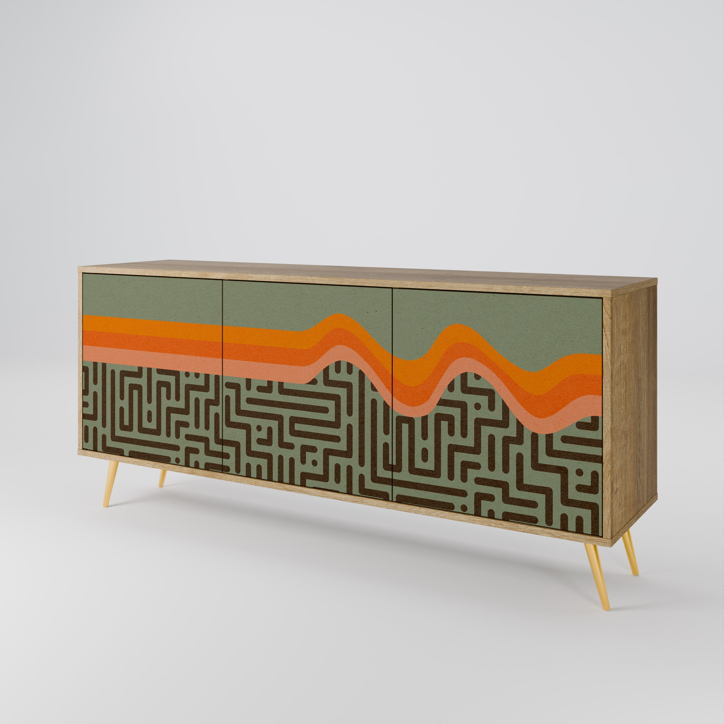 SIMPLE SOLUTIONS 3-türiges Sideboard in Eichenoptik