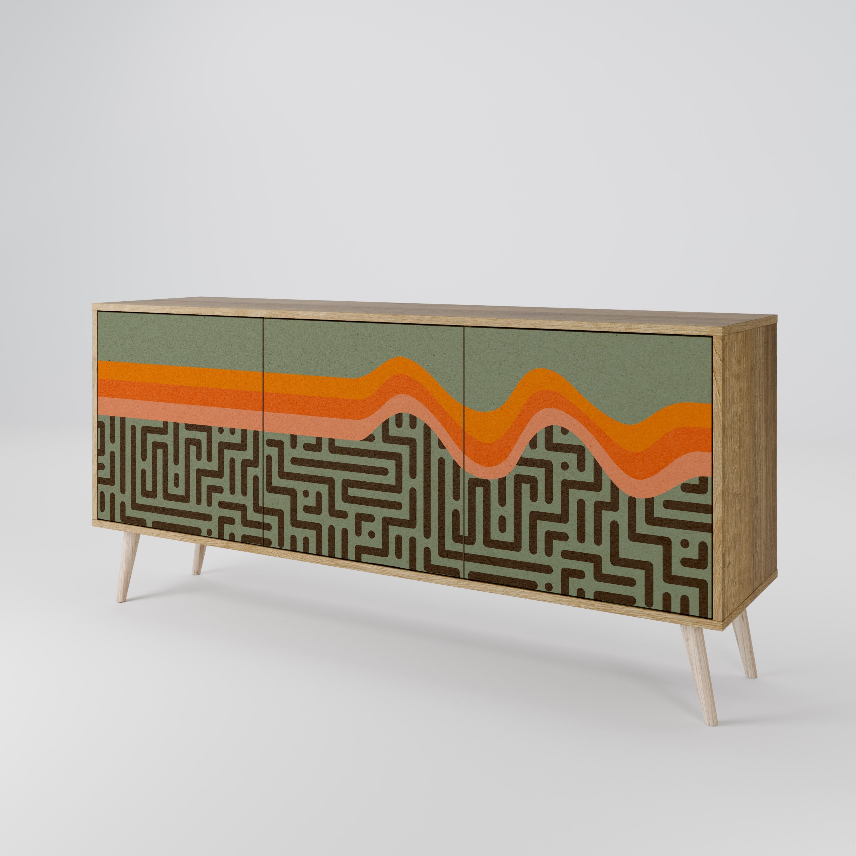 SIMPLE SOLUTIONS 3-türiges Sideboard in Eichenoptik