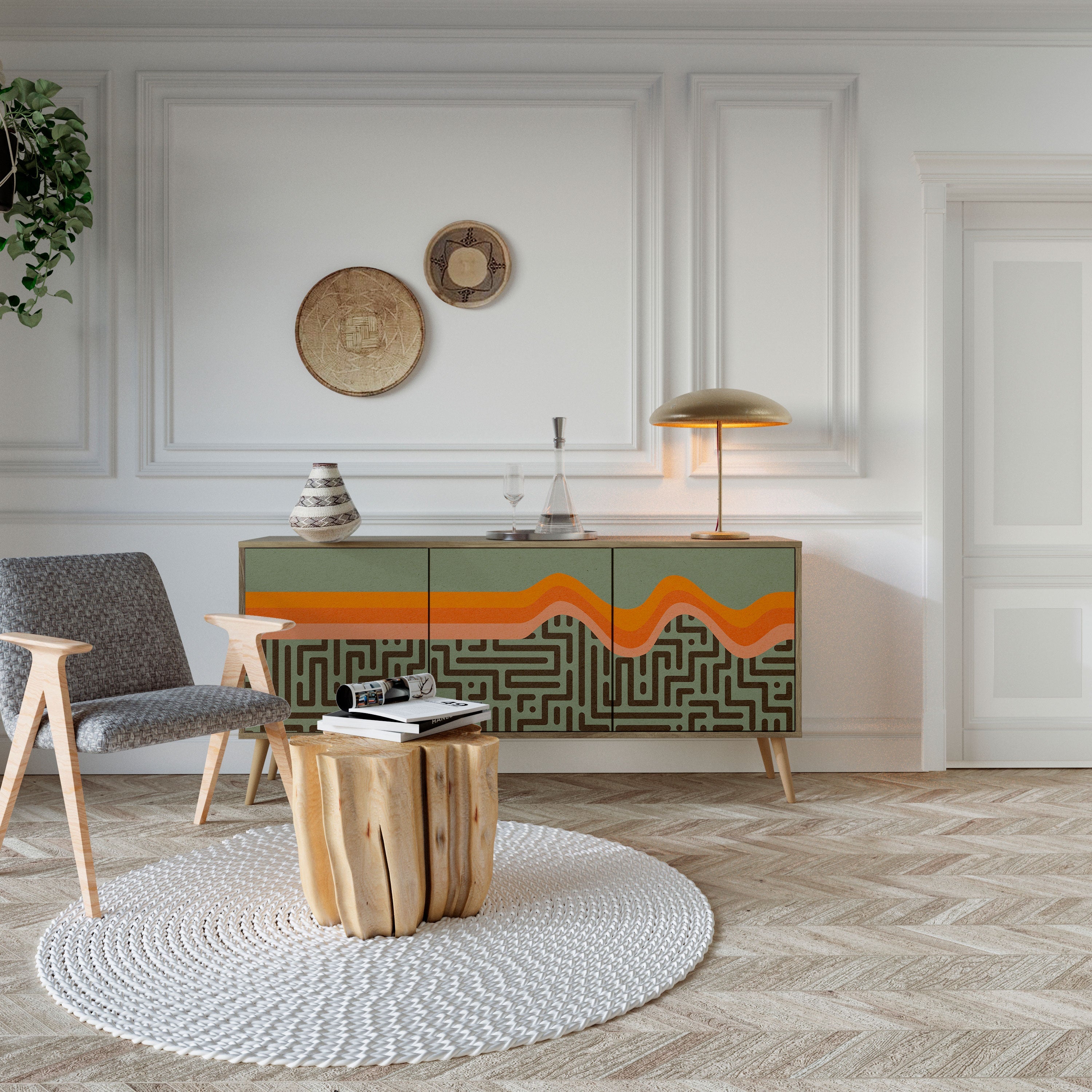 SIMPLE SOLUTIONS 3-türiges Sideboard in Eichenoptik