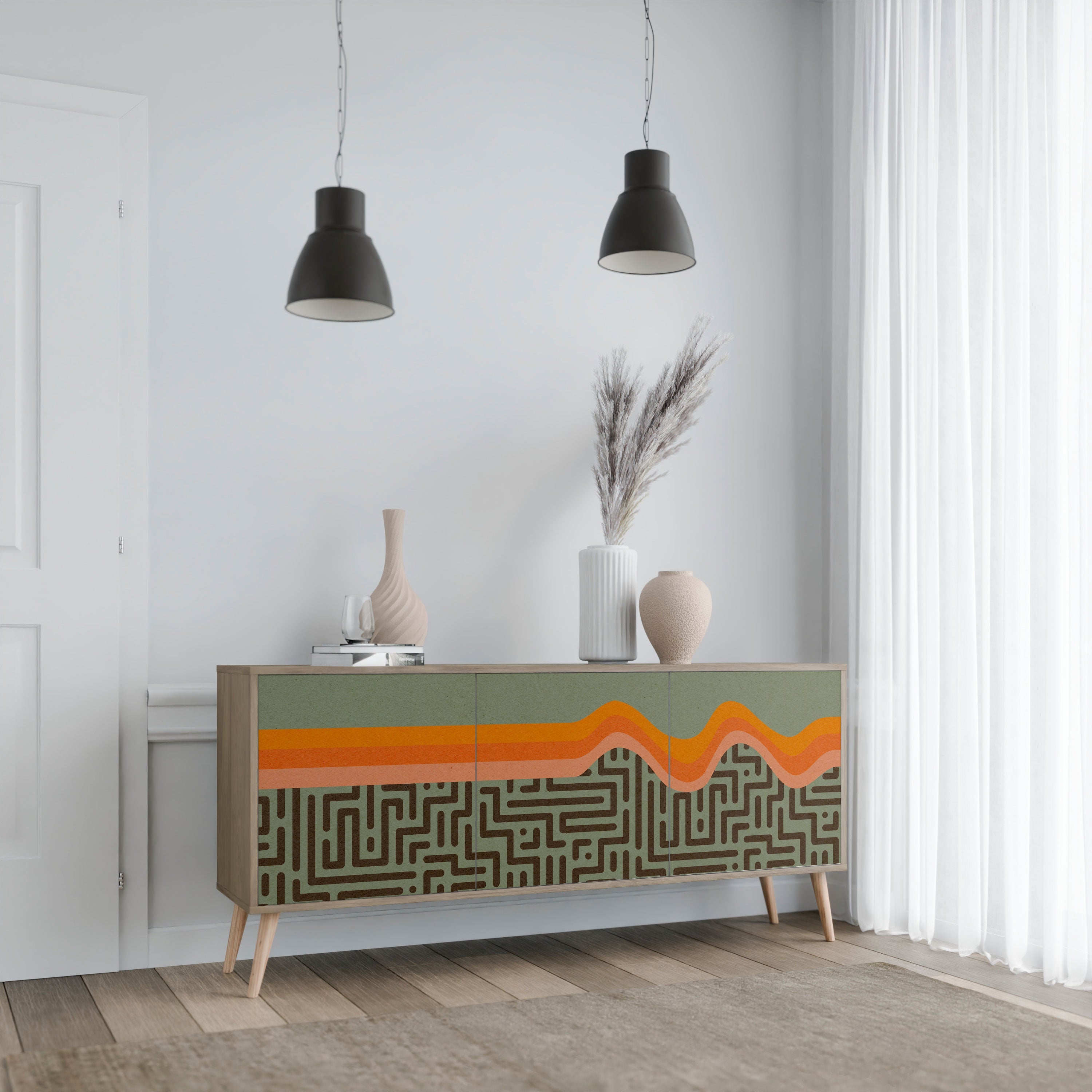SIMPLE SOLUTIONS 3-türiges Sideboard in Eichenoptik