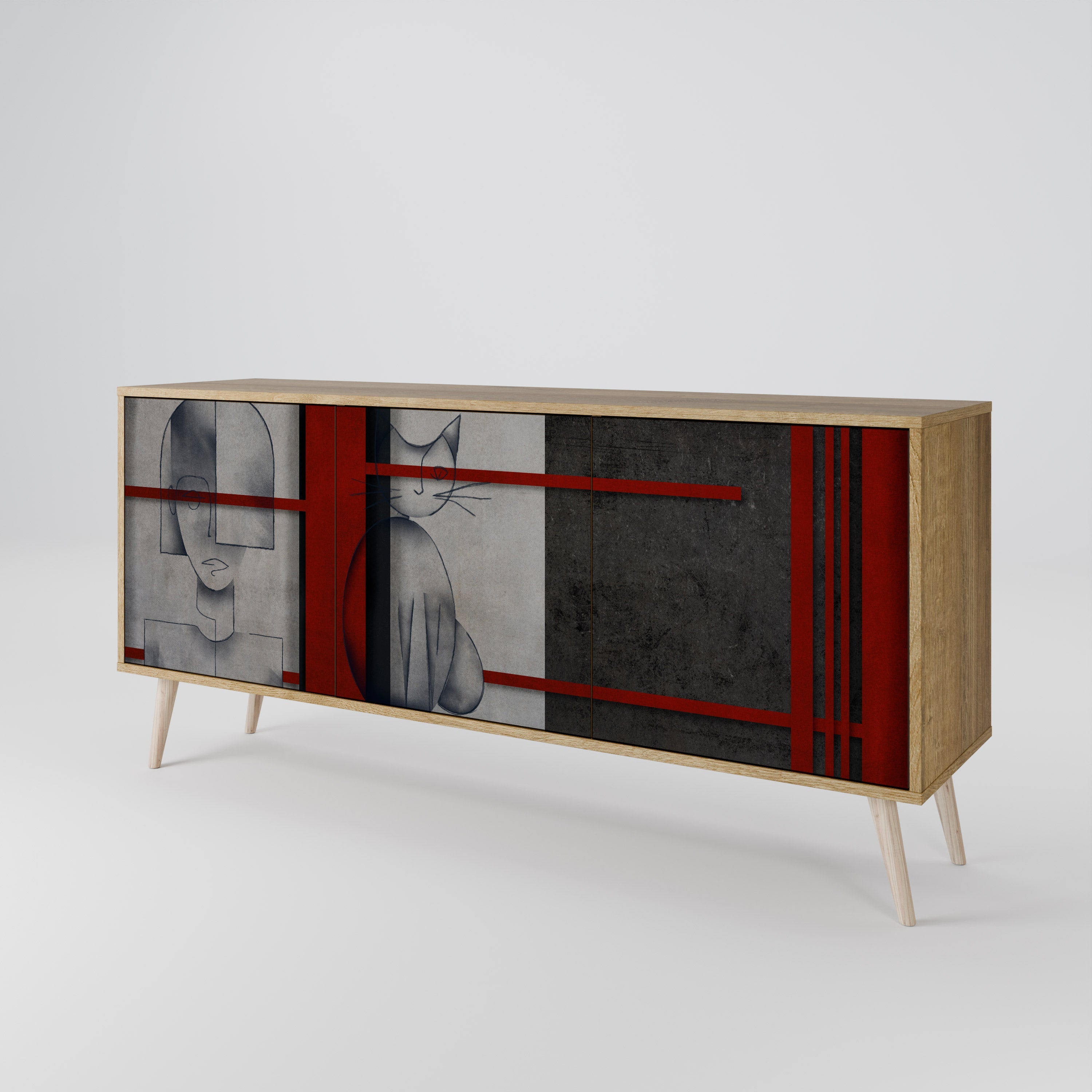 GRAY FIGURES 3-türiges Sideboard in Eichenoptik