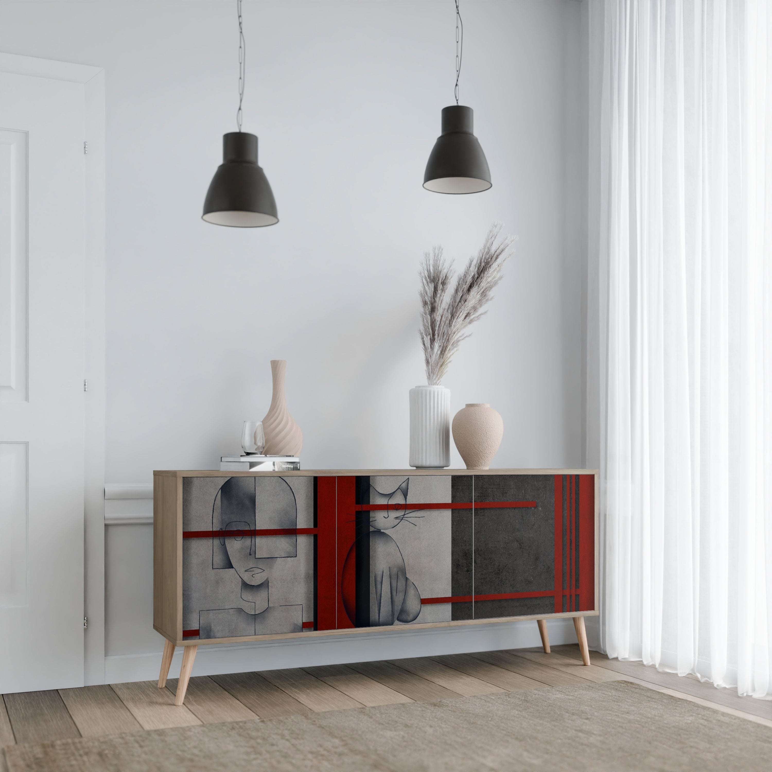 GRAY FIGURES 3-türiges Sideboard in Eichenoptik