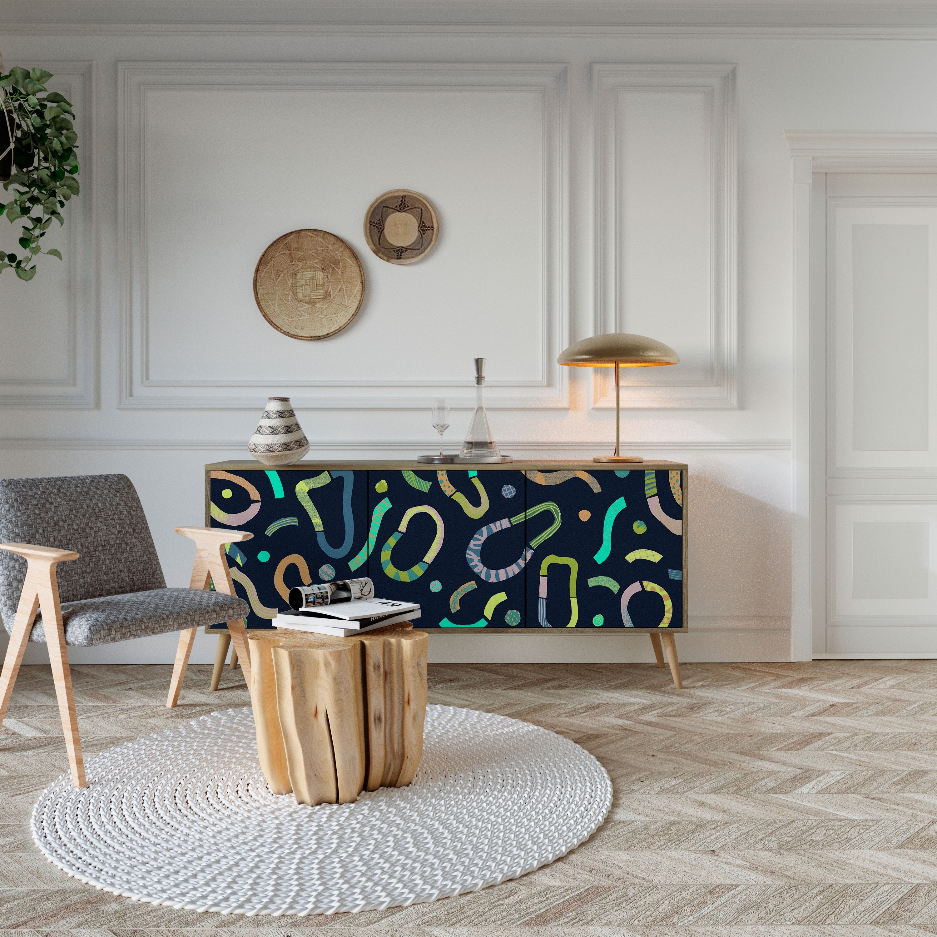 CONTRAST DANCE 3-türiges Sideboard in Eichenoptik