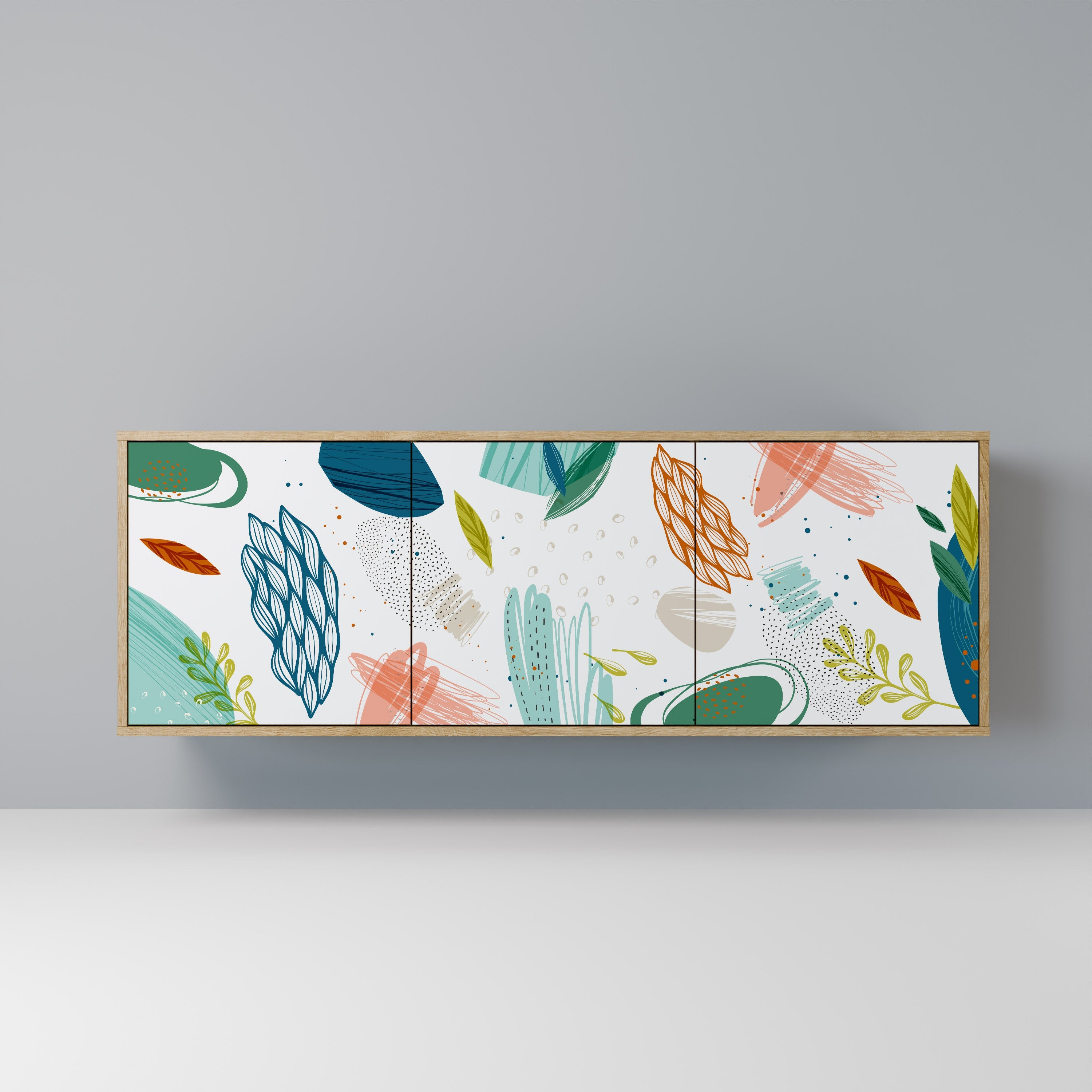 BOTANICAL HURRICANE 3-türiges Sideboard in Eichenoptik