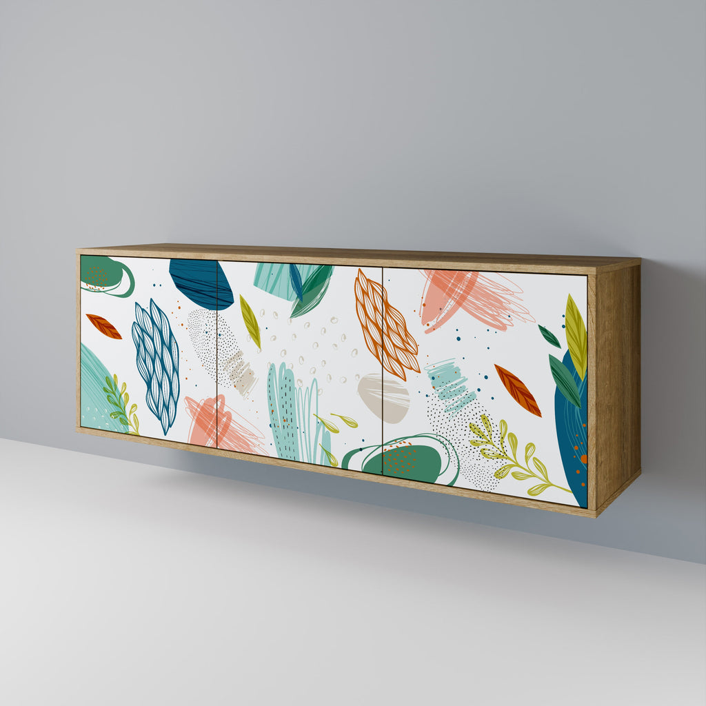BOTANICAL HURRICANE 3-türiges Sideboard in Eichenoptik