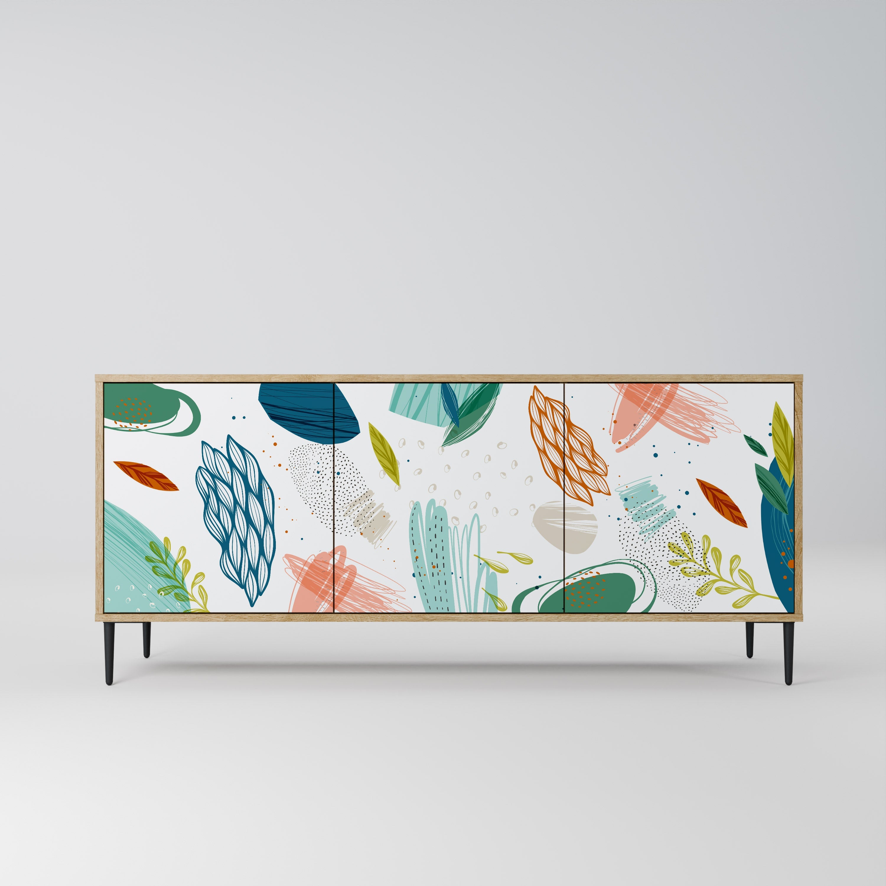 BOTANICAL HURRICANE 3-türiges Sideboard in Eichenoptik