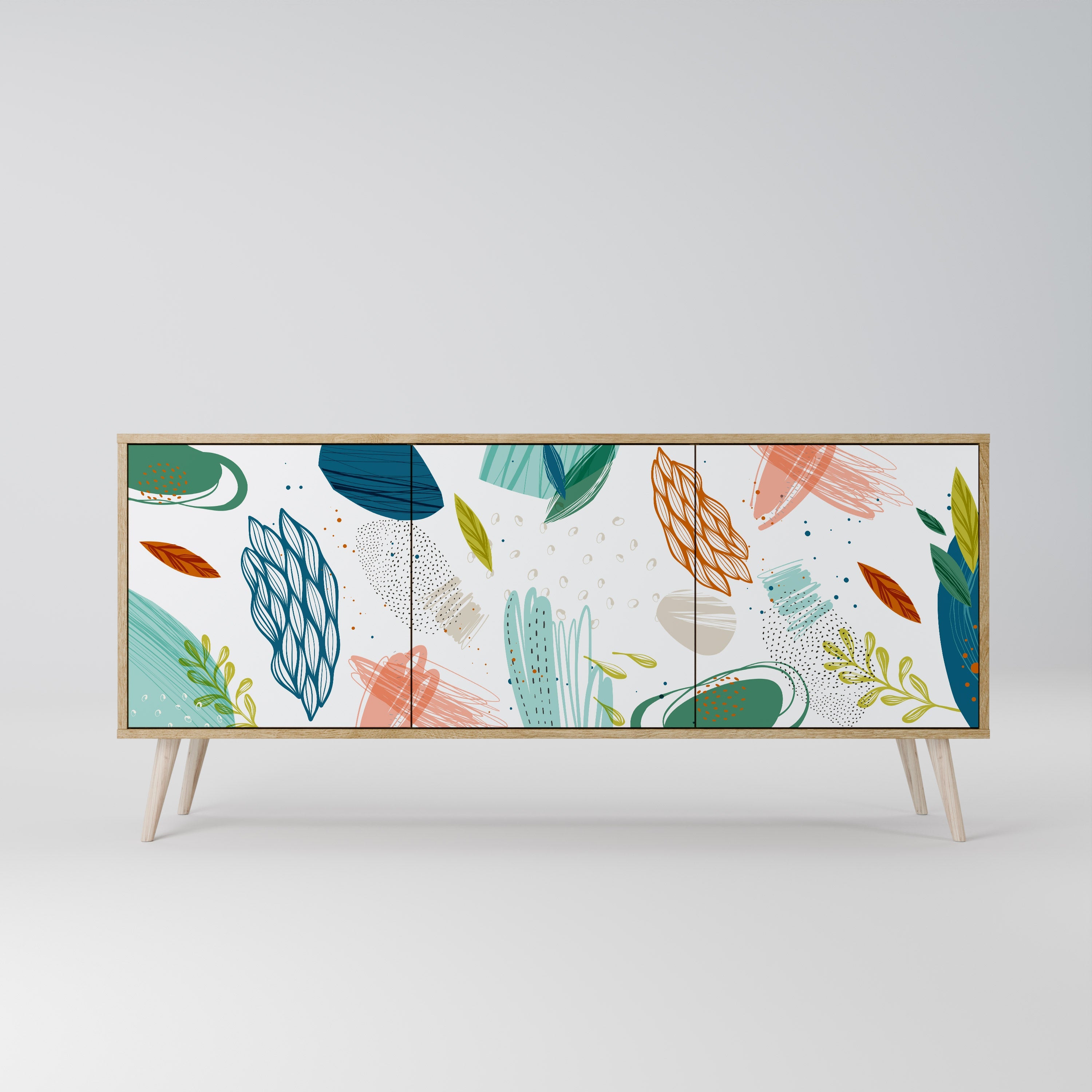 BOTANICAL HURRICANE 3-türiges Sideboard in Eichenoptik