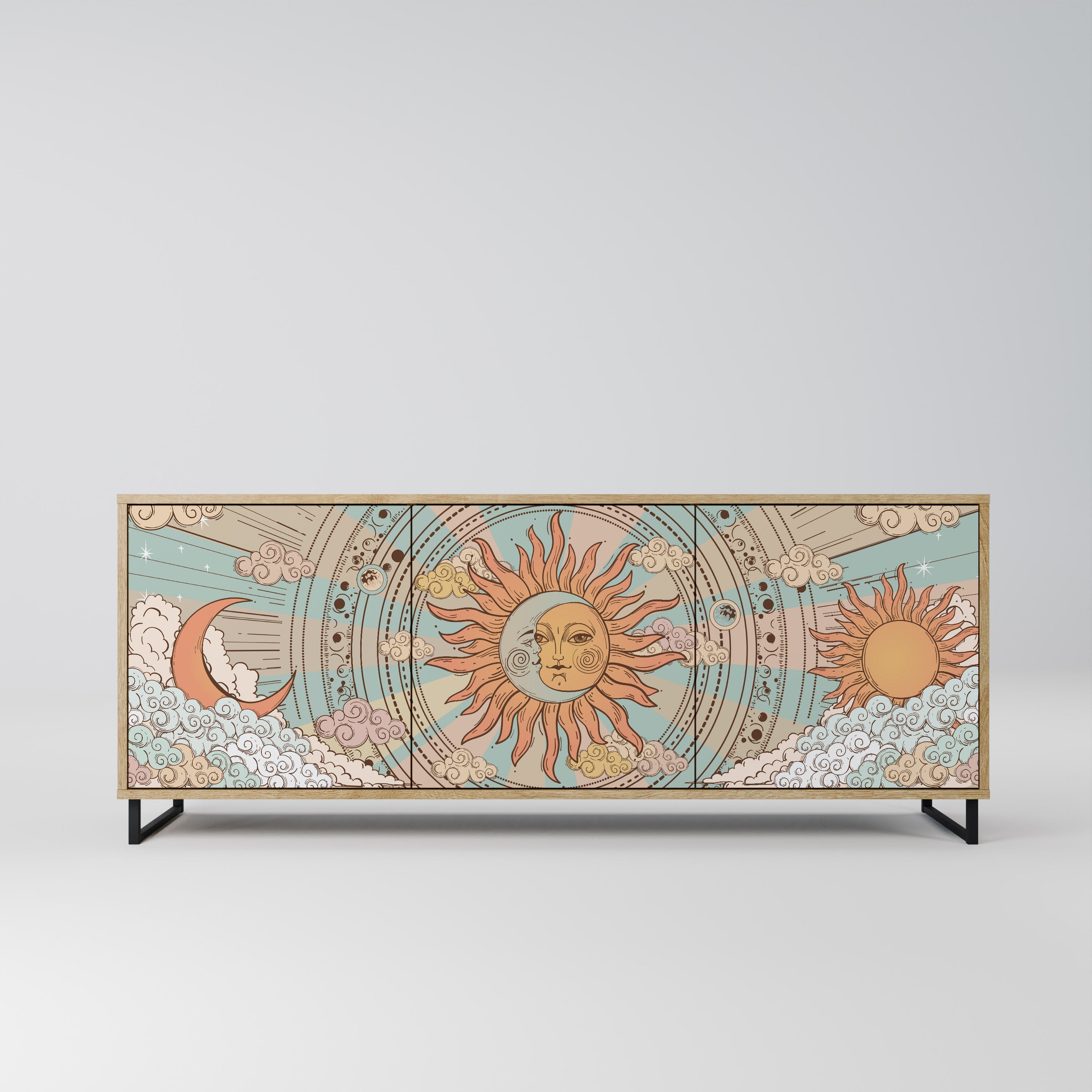 MYSTICAL STRUCTURE 3-türiges Sideboard in Eichenoptik