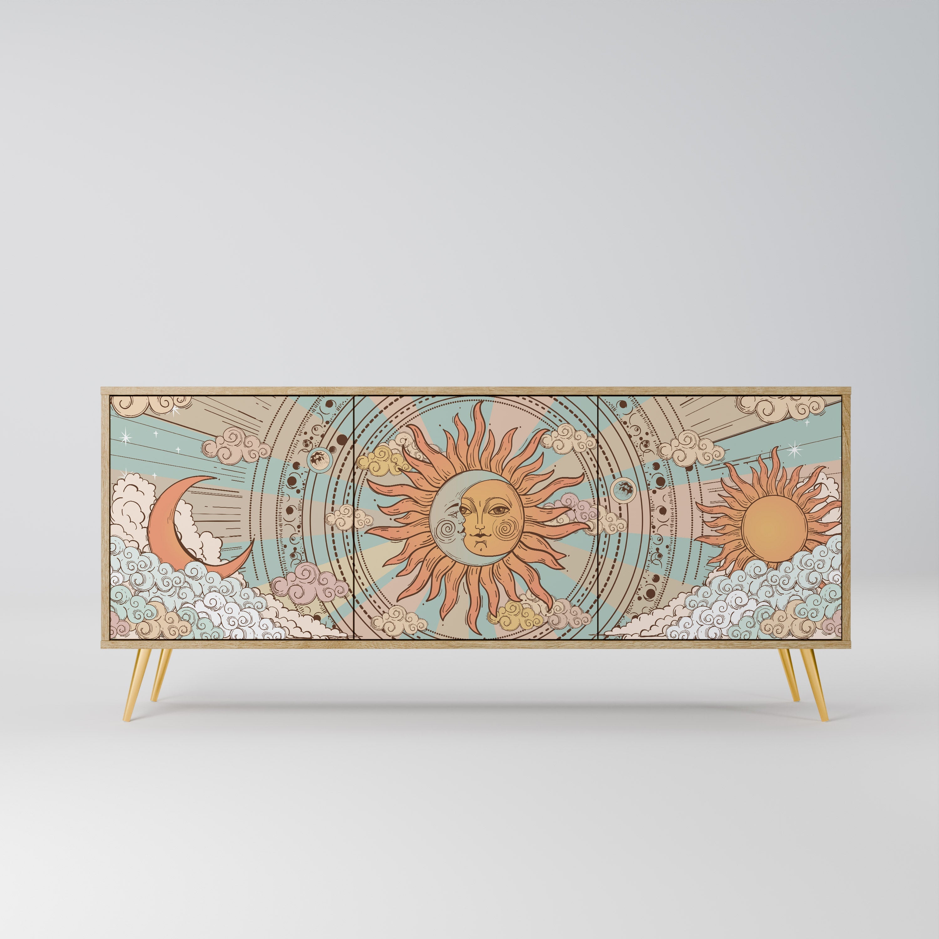 MYSTICAL STRUCTURE 3-türiges Sideboard in Eichenoptik