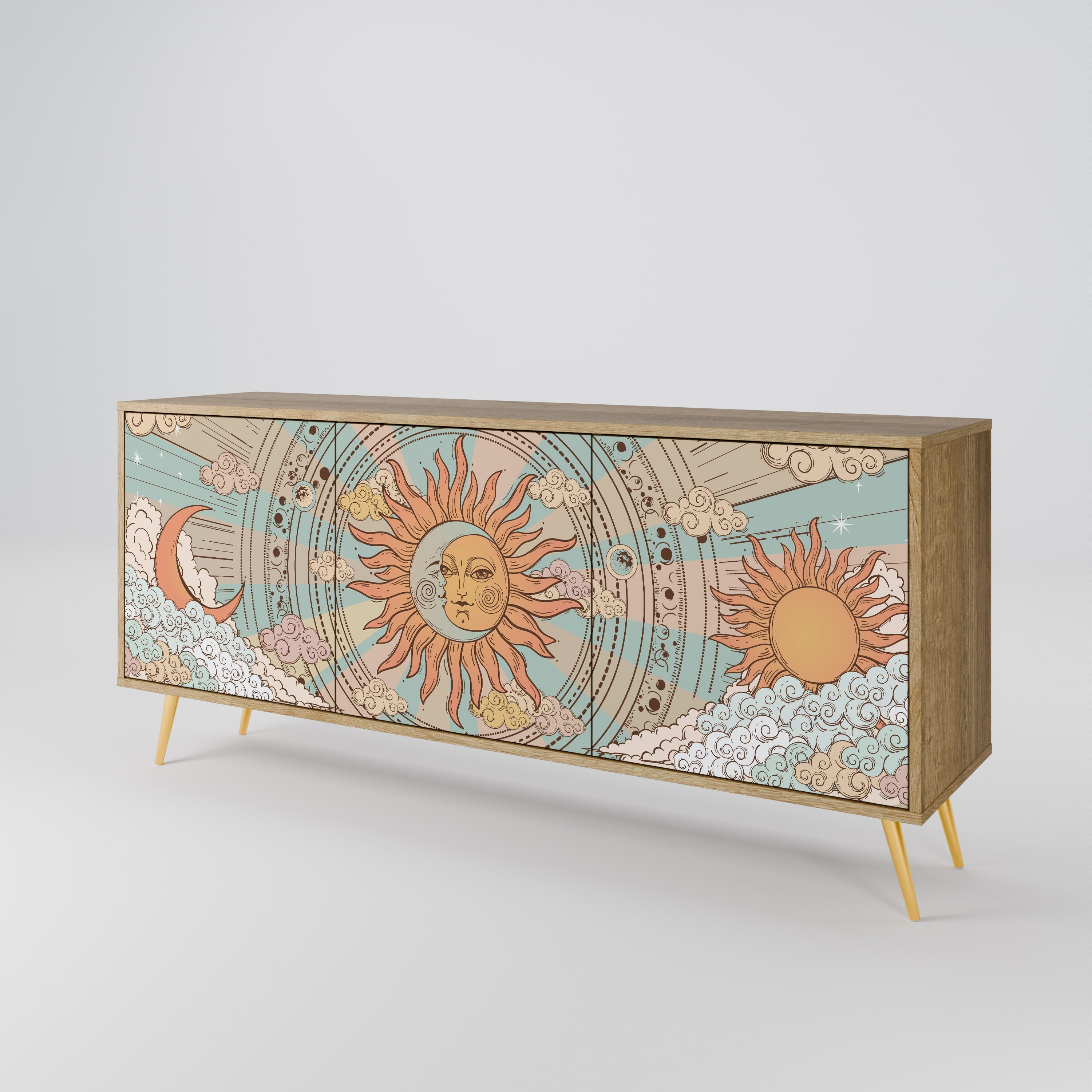 MYSTICAL STRUCTURE 3-türiges Sideboard in Eichenoptik