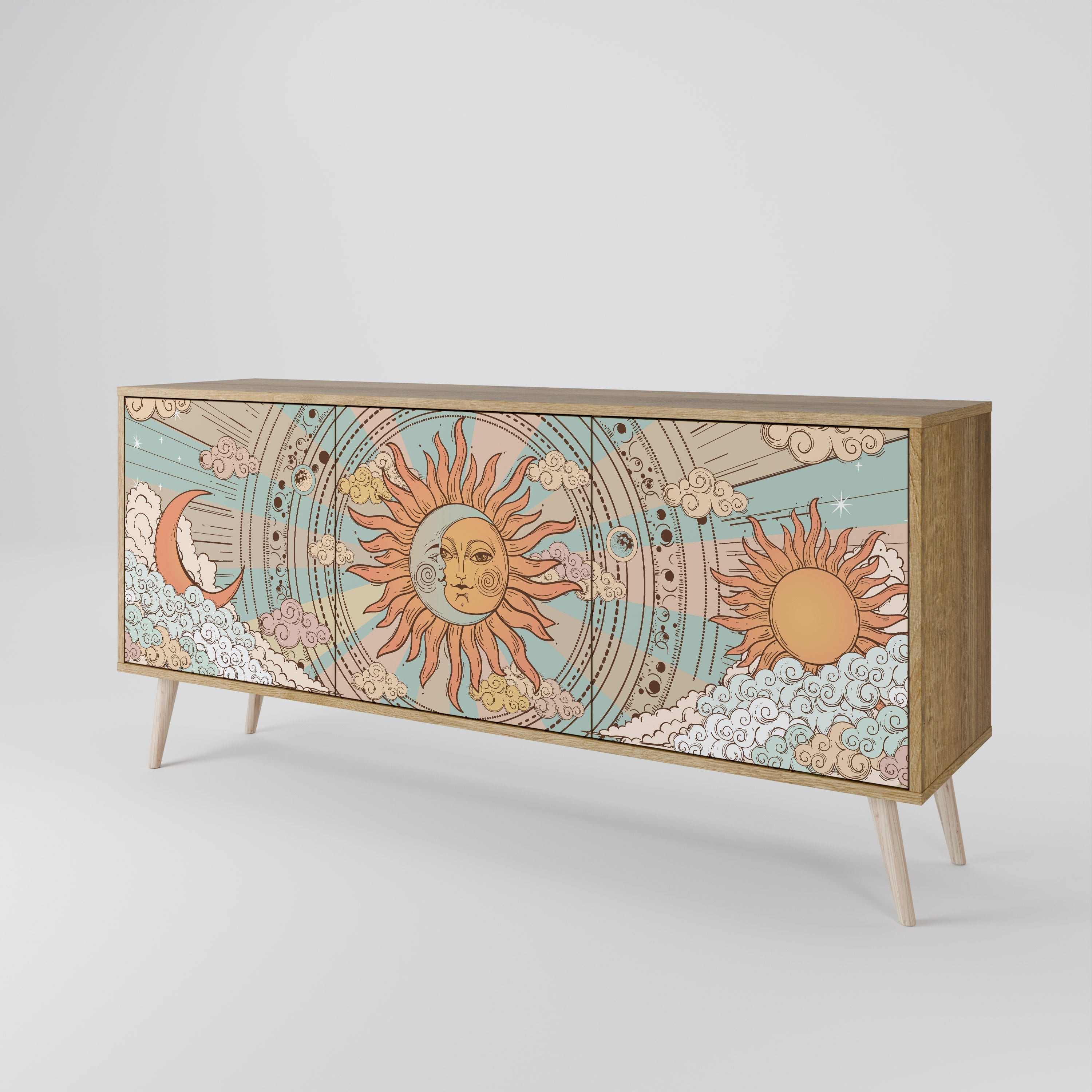 MYSTICAL STRUCTURE 3-türiges Sideboard in Eichenoptik