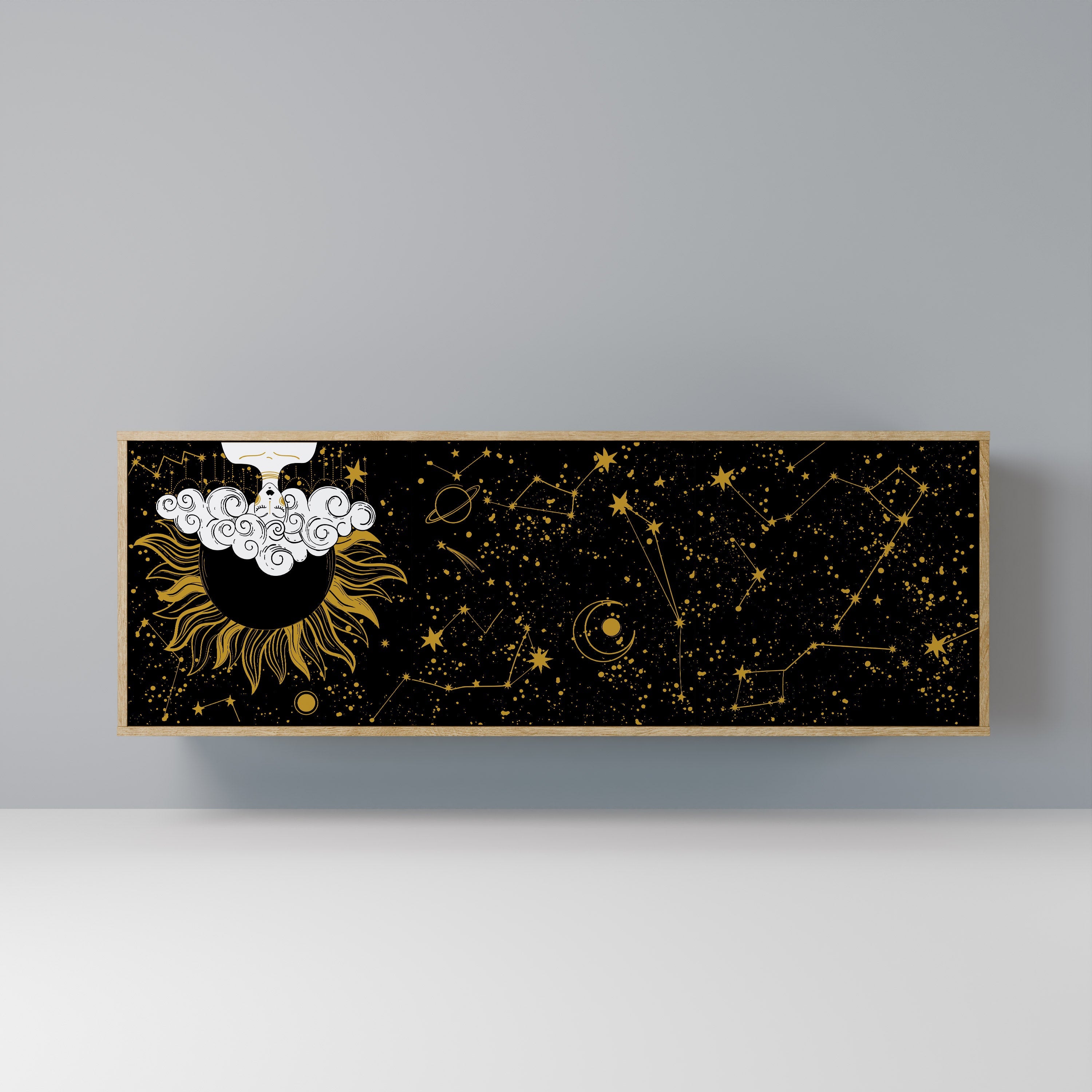 STELLAR CONSTELLATIONS 3-türiges Sideboard in Eichenoptik