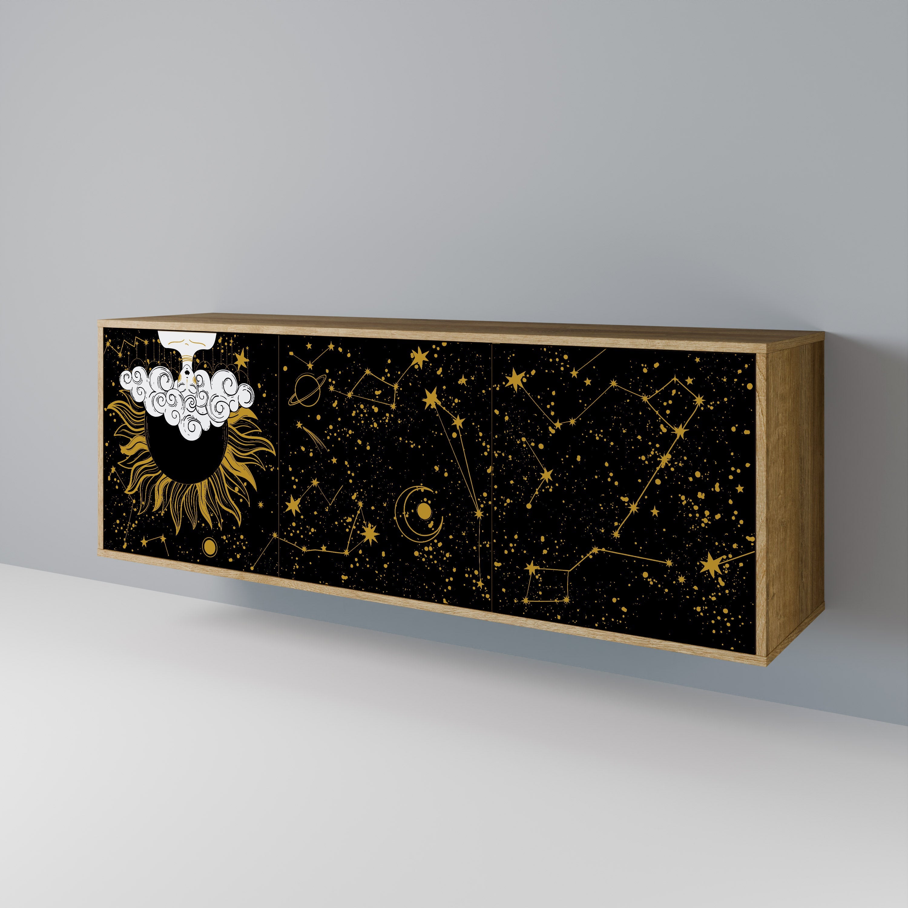 STELLAR CONSTELLATIONS 3-türiges Sideboard in Eichenoptik