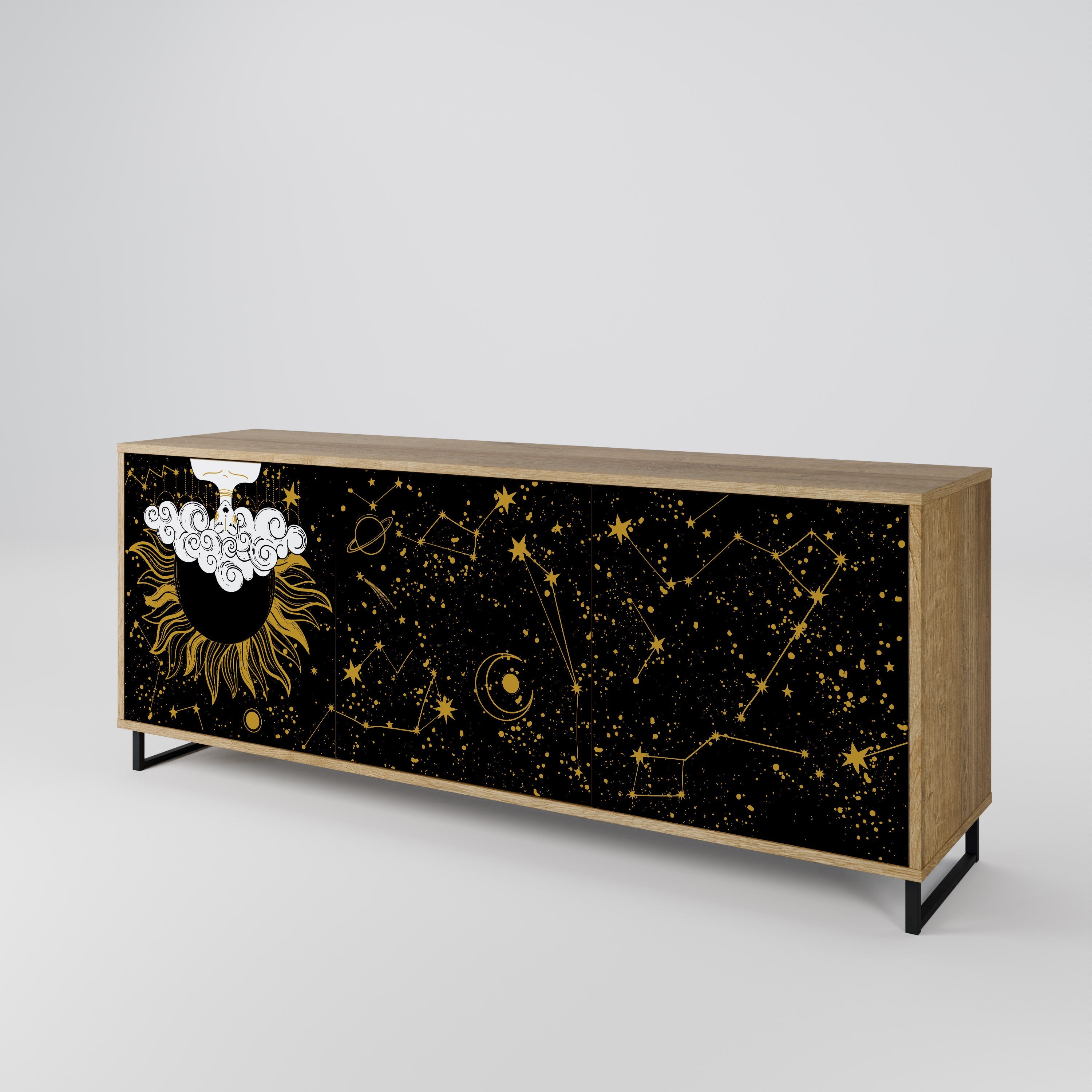 STELLAR CONSTELLATIONS 3-türiges Sideboard in Eichenoptik