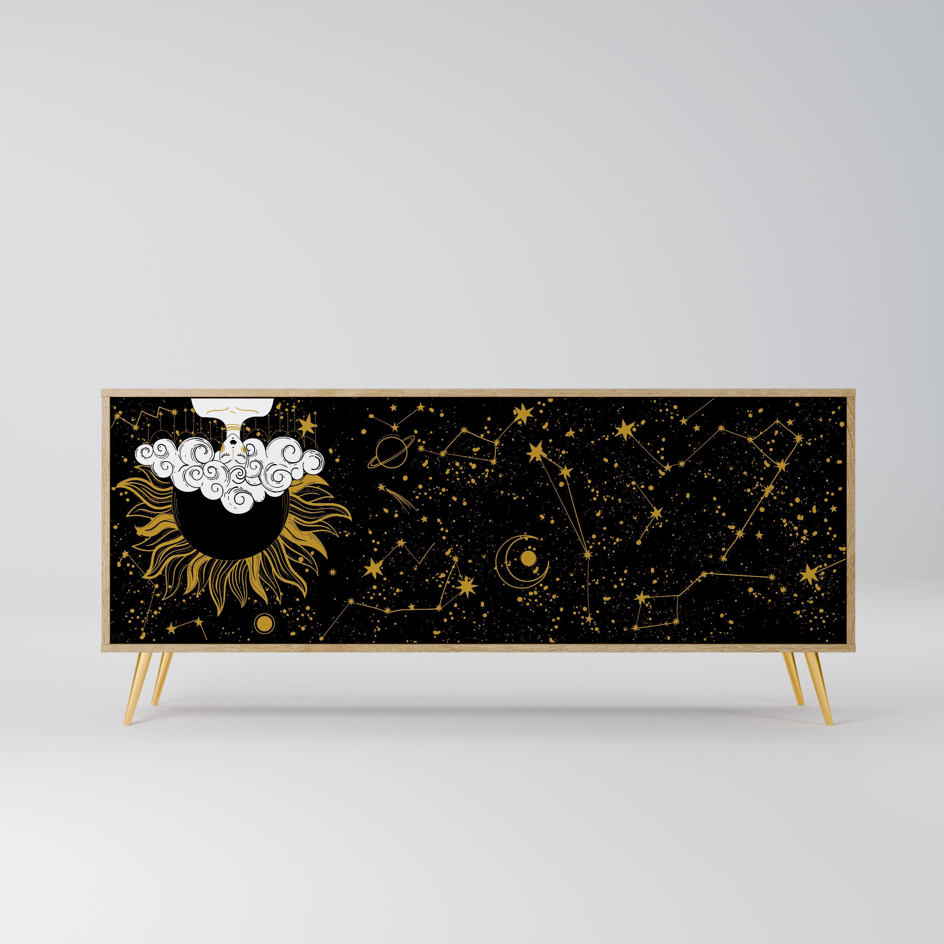 STELLAR CONSTELLATIONS 3-türiges Sideboard in Eichenoptik