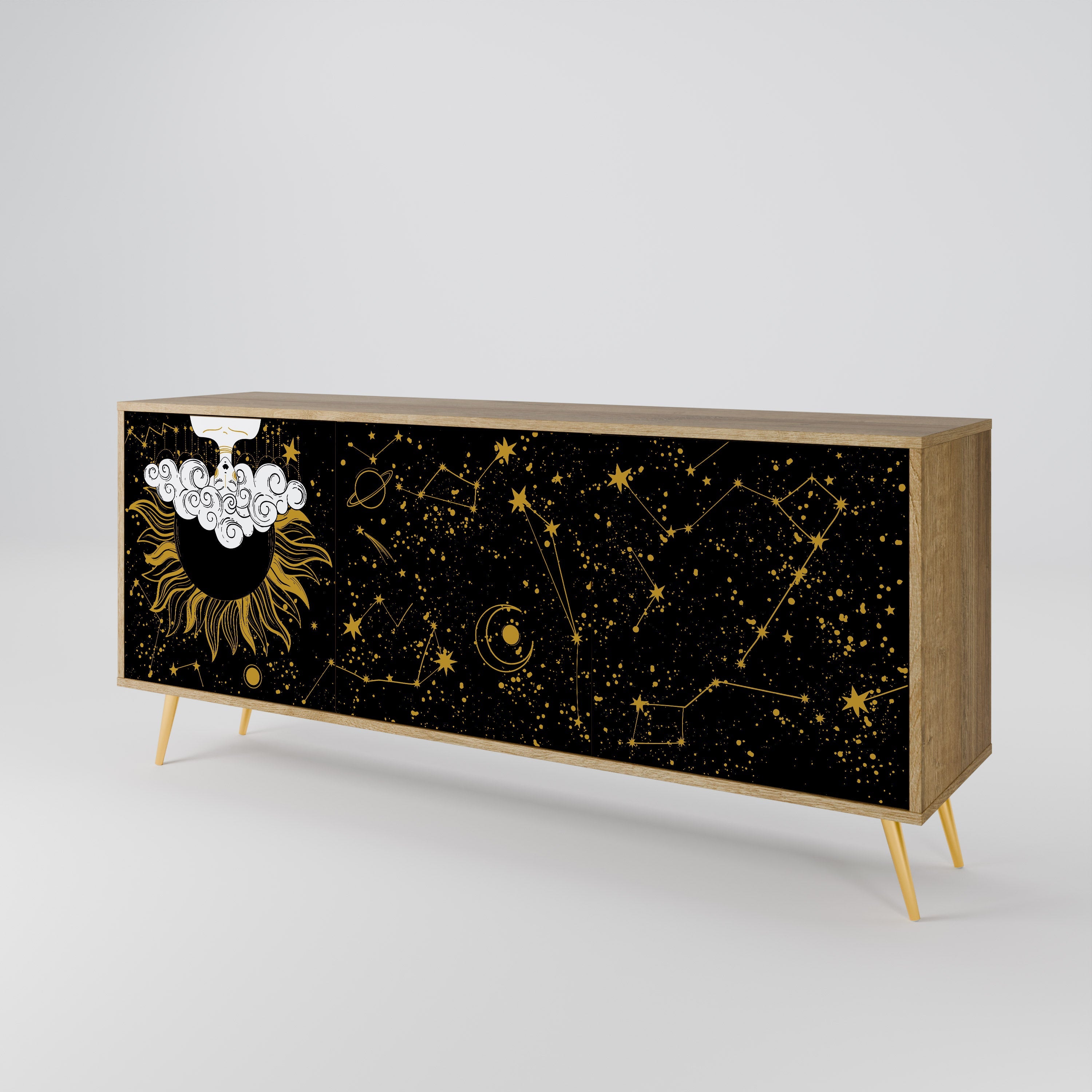 STELLAR CONSTELLATIONS 3-türiges Sideboard in Eichenoptik