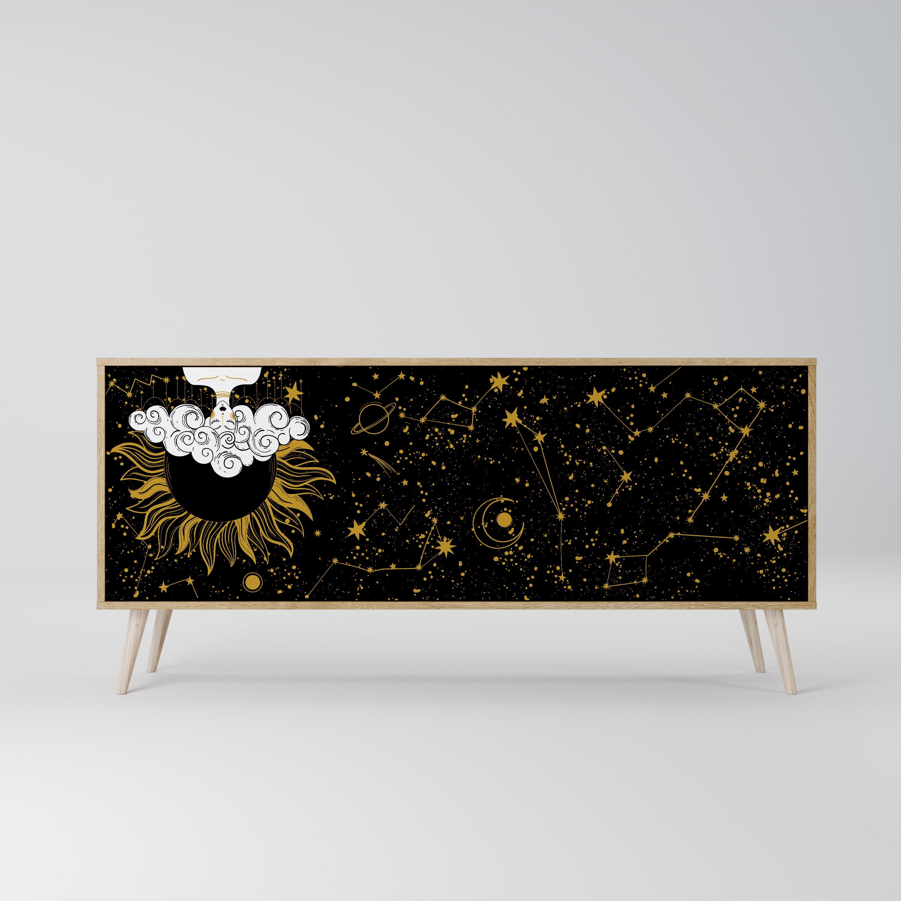 STELLAR CONSTELLATIONS 3-türiges Sideboard in Eichenoptik