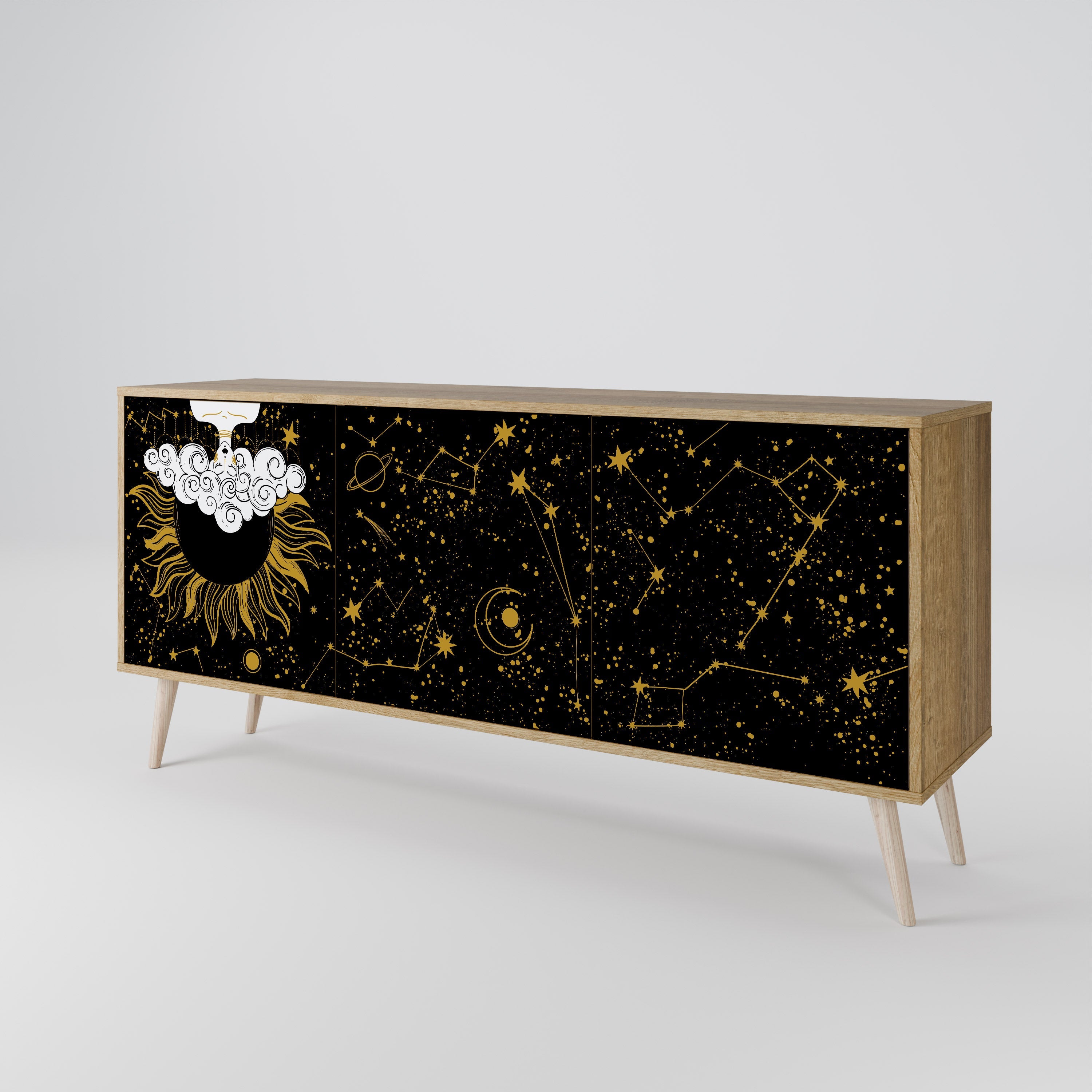 STELLAR CONSTELLATIONS 3-türiges Sideboard in Eichenoptik