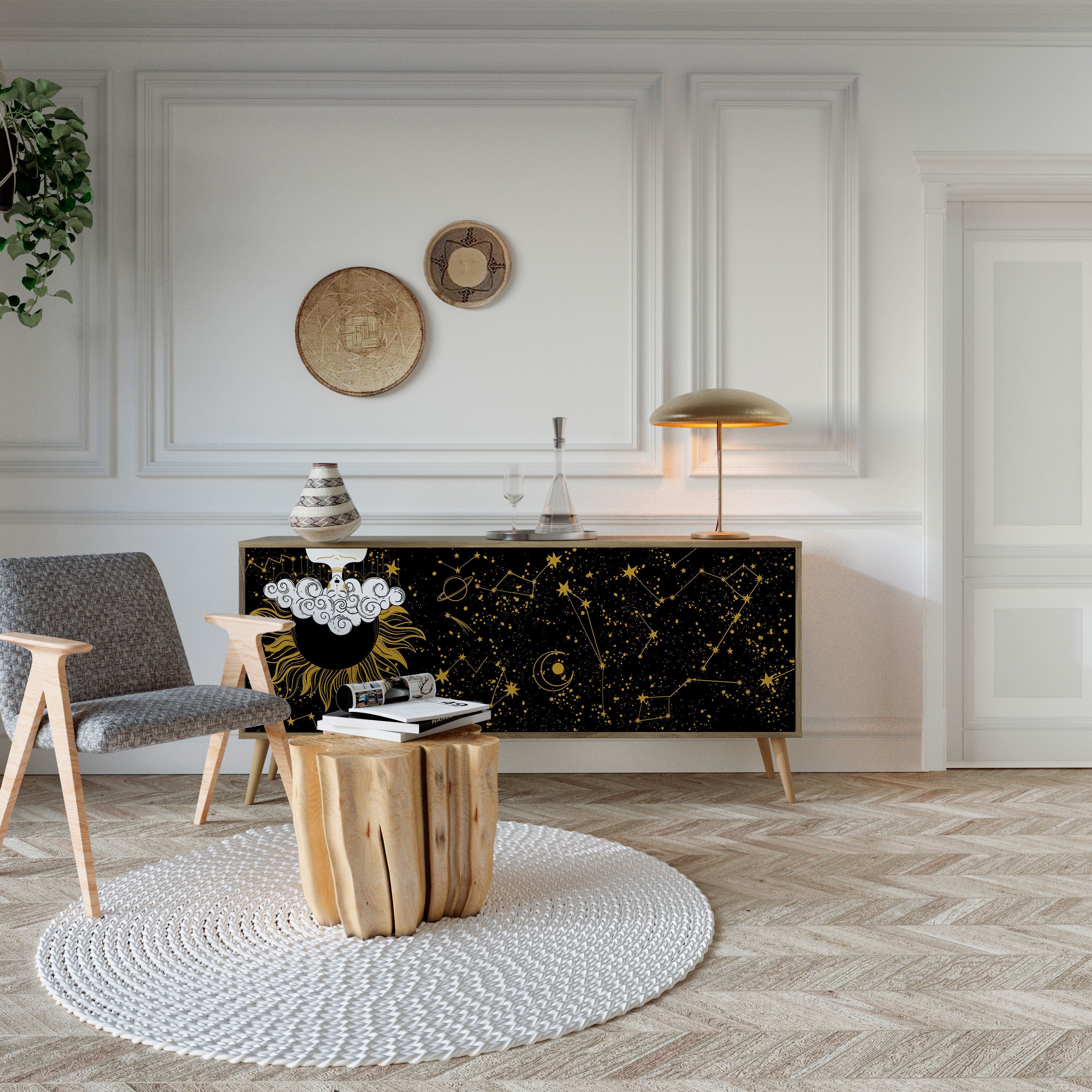 STELLAR CONSTELLATIONS 3-türiges Sideboard in Eichenoptik