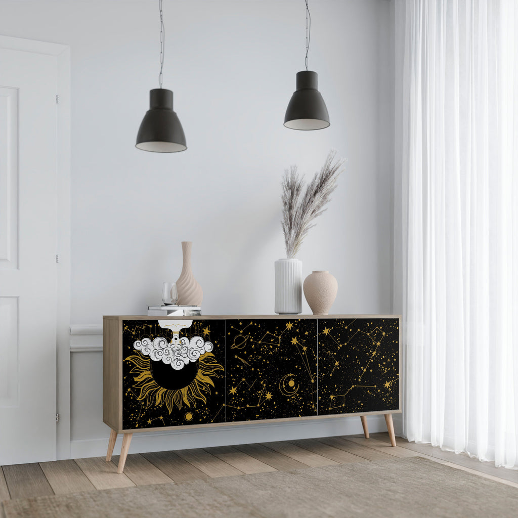 STELLAR CONSTELLATIONS 3-türiges Sideboard in Eichenoptik