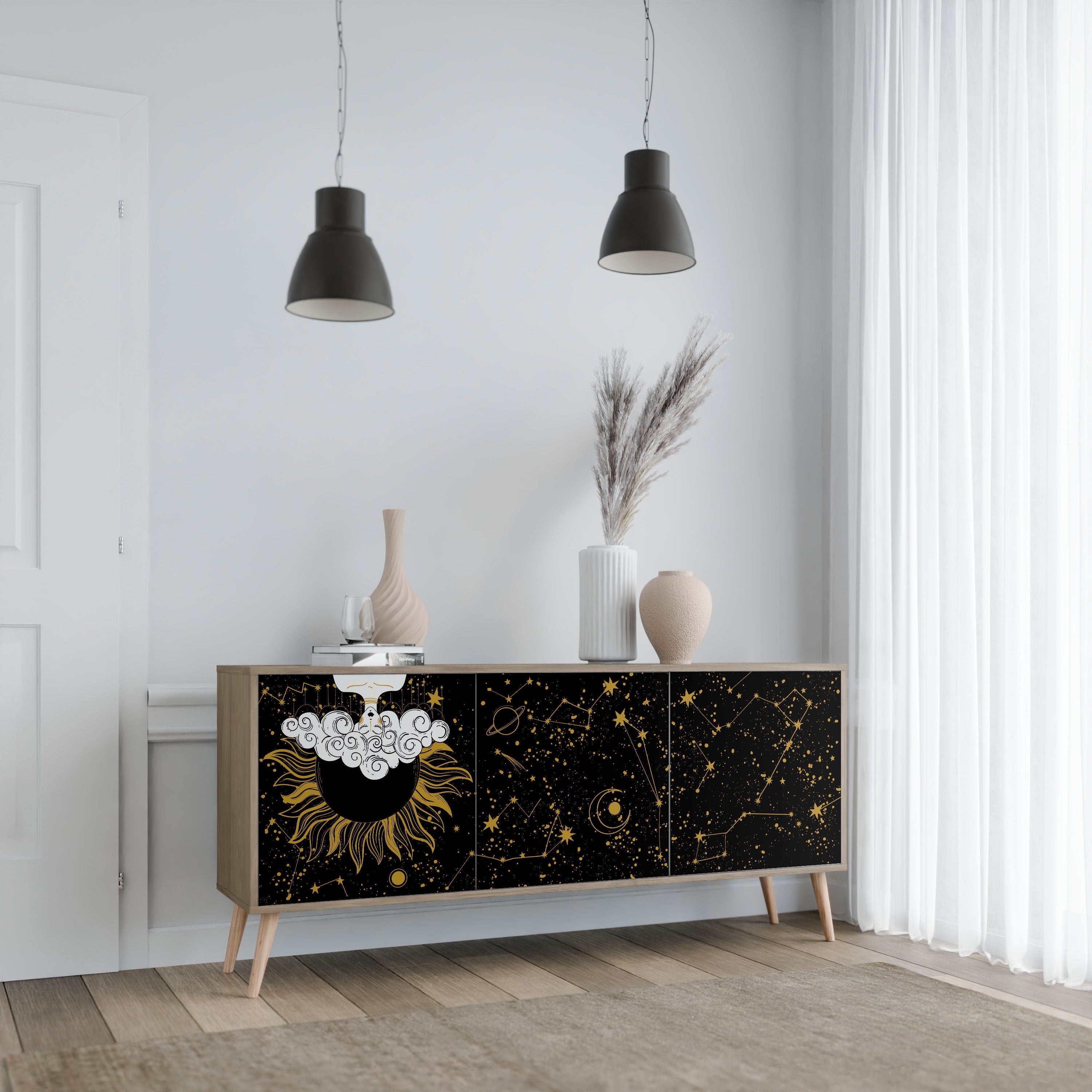 STELLAR CONSTELLATIONS 3-türiges Sideboard in Eichenoptik