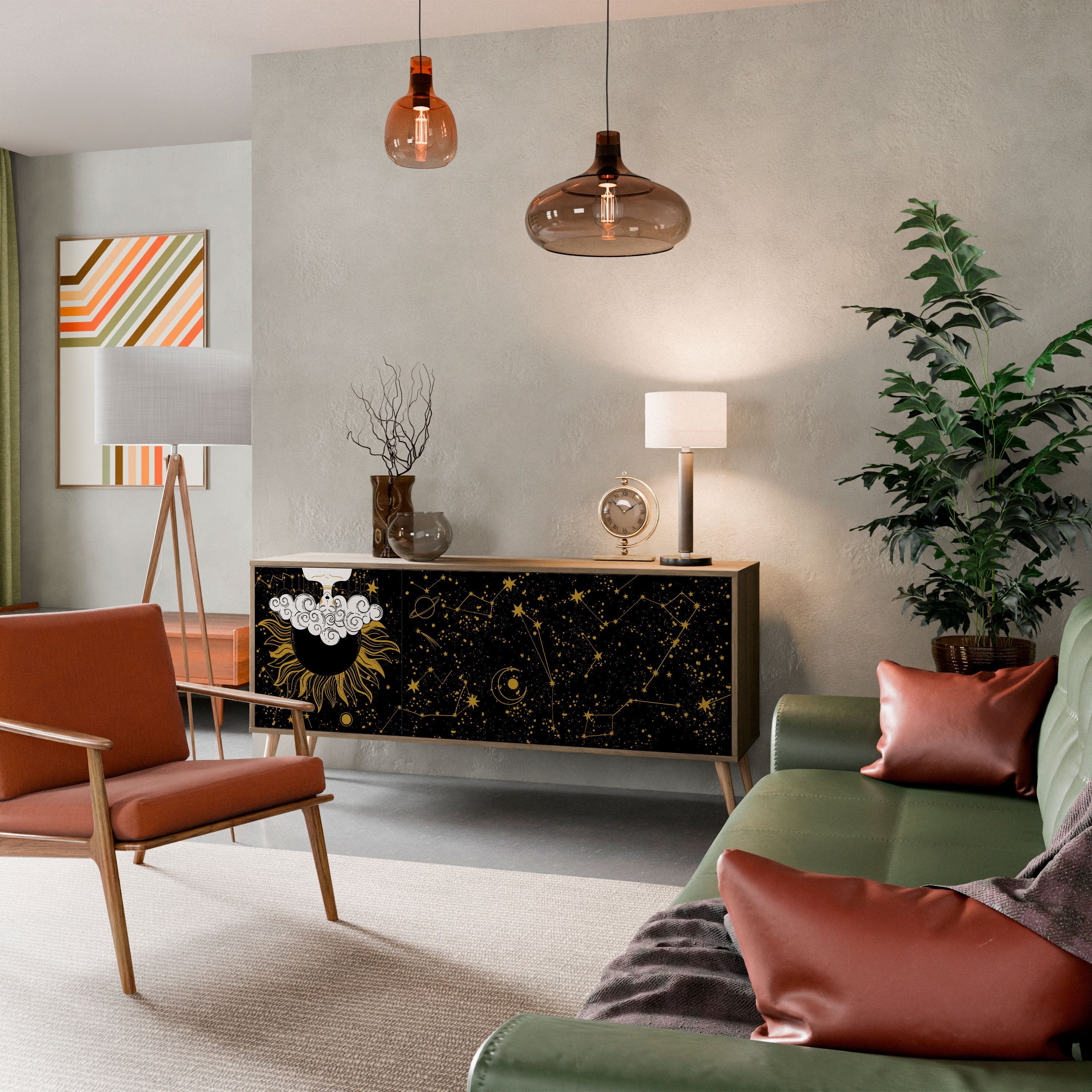 STELLAR CONSTELLATIONS 3-türiges Sideboard in Eichenoptik