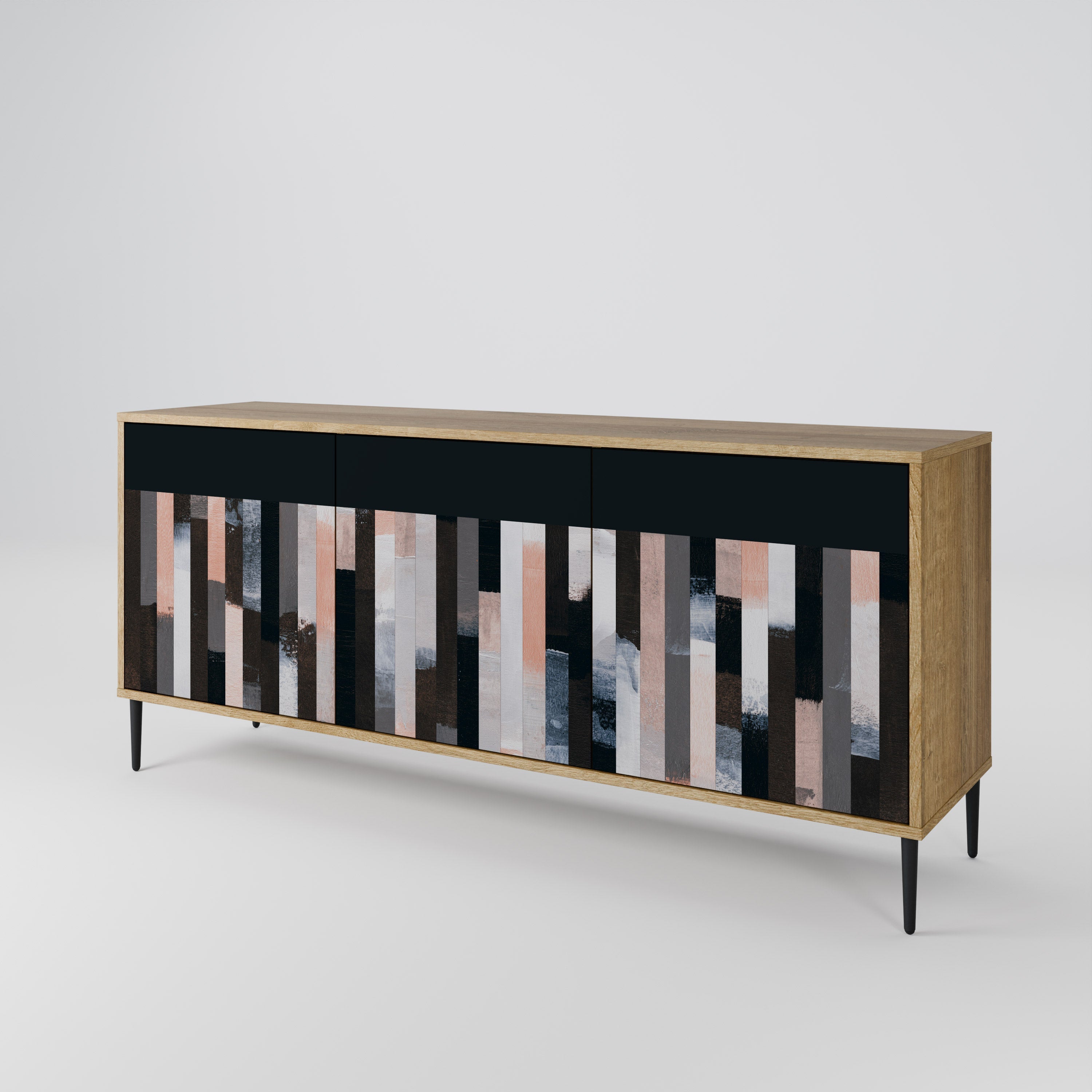 COLLAGE OF RECTANGLES 3-türiges Sideboard in Eichenoptik