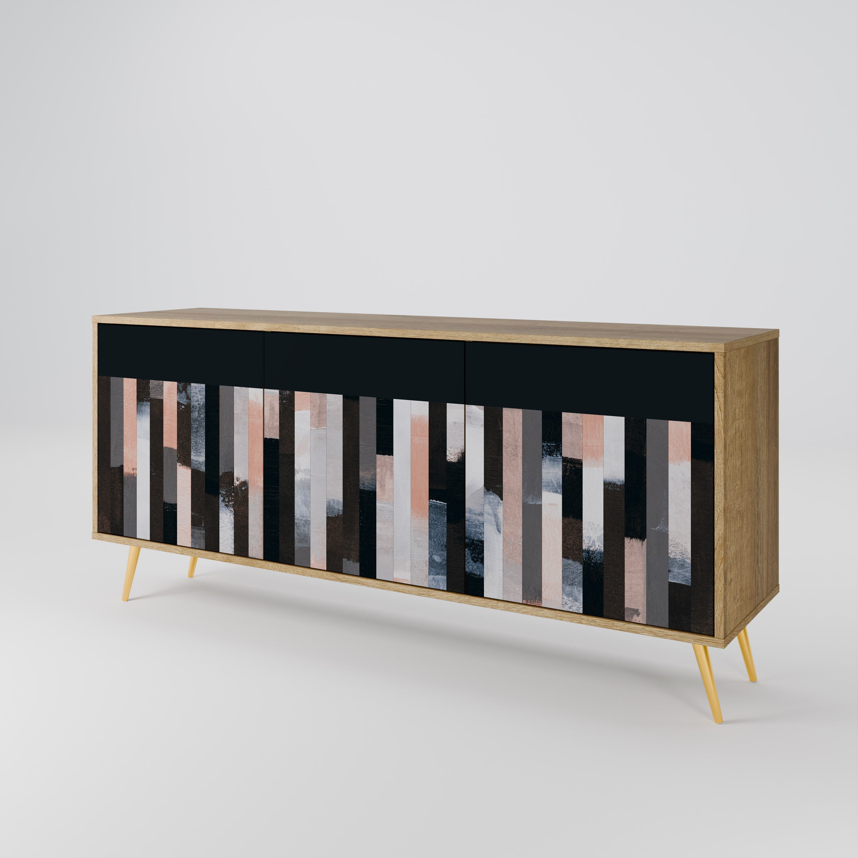COLLAGE OF RECTANGLES 3-türiges Sideboard in Eichenoptik