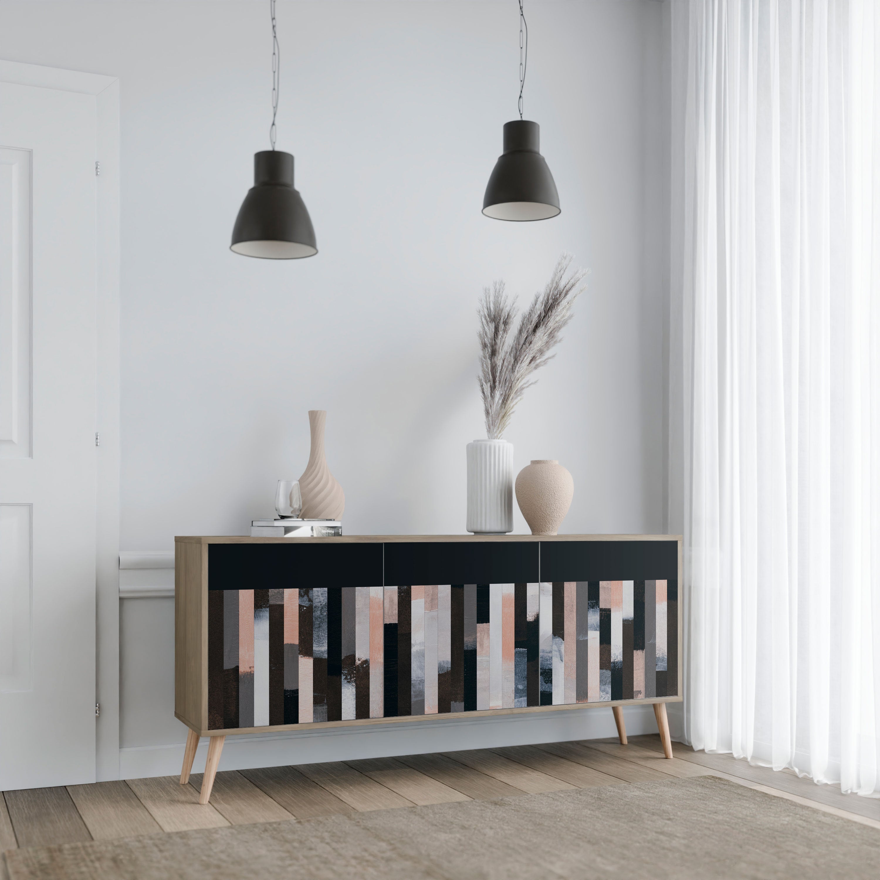 COLLAGE OF RECTANGLES 3-türiges Sideboard in Eichenoptik