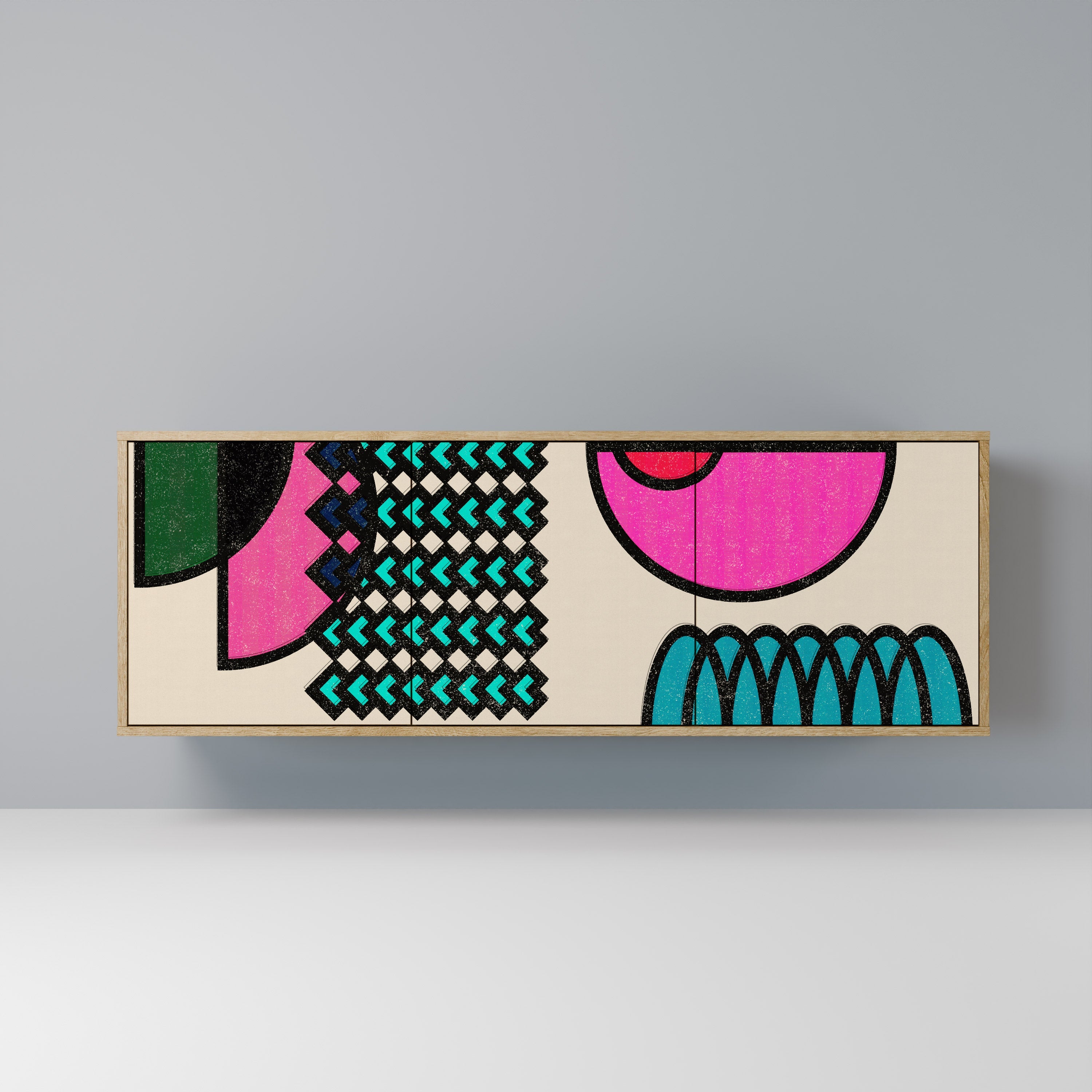 GEOMETRIC RHAPSODY 3-türiges Sideboard in Eichenoptik