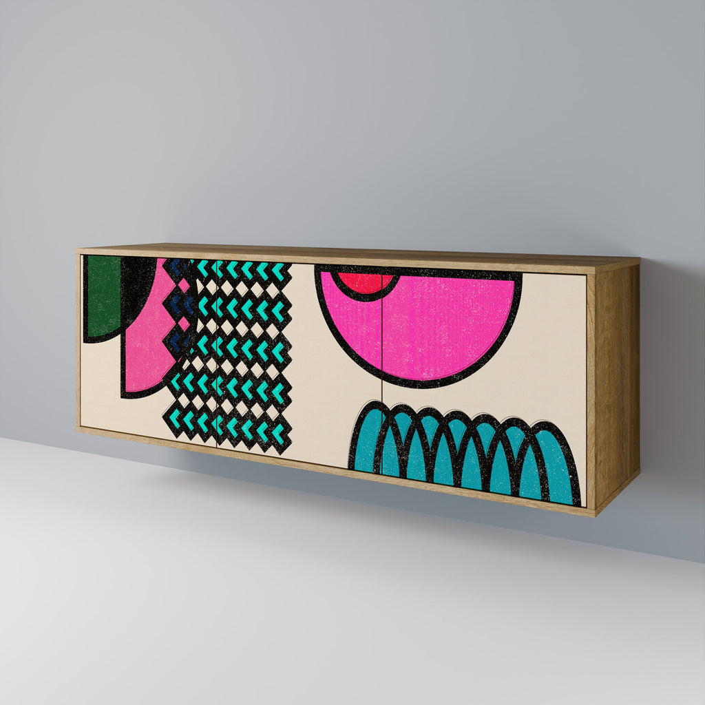 GEOMETRIC RHAPSODY 3-türiges Sideboard in Eichenoptik