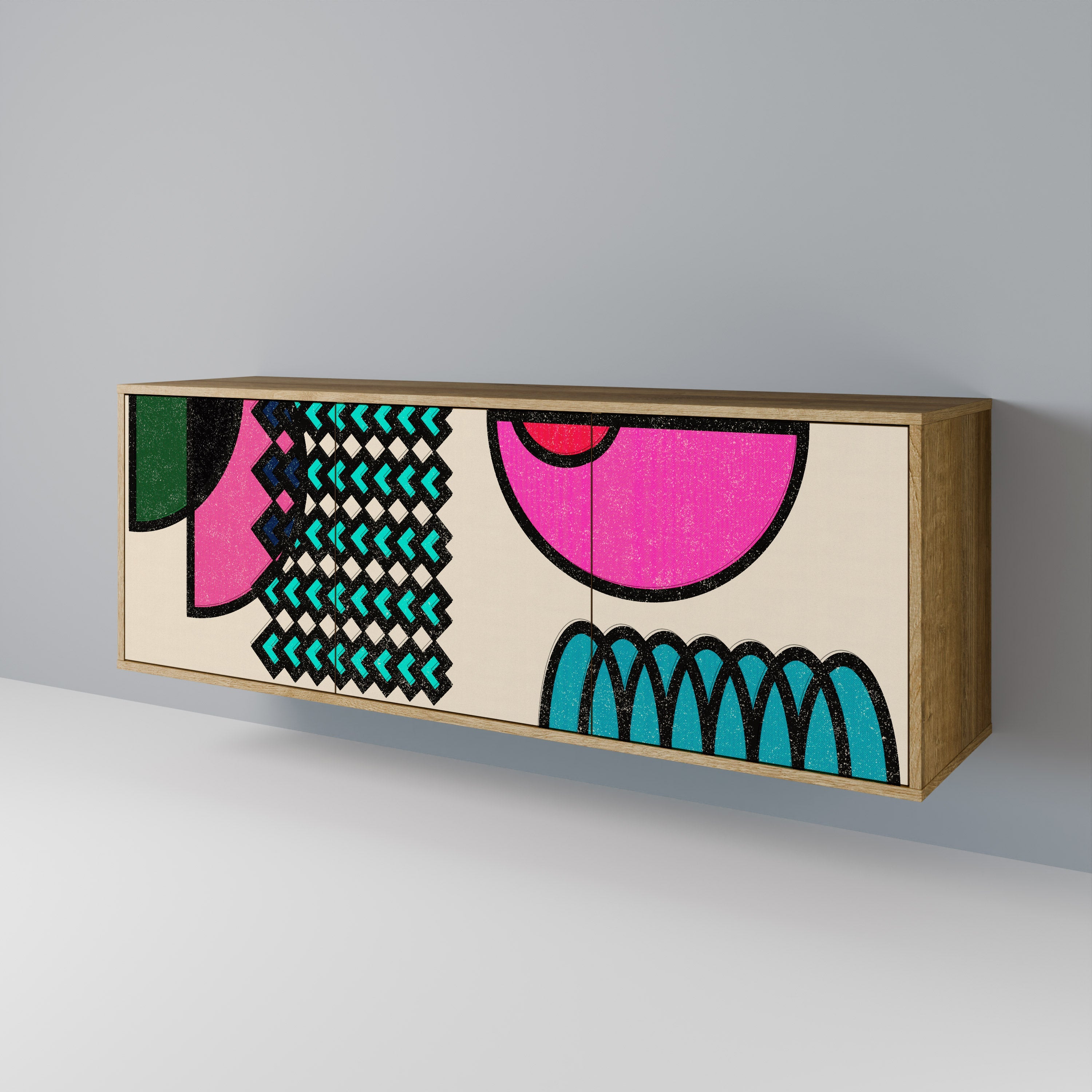 GEOMETRIC RHAPSODY 3-türiges Sideboard in Eichenoptik